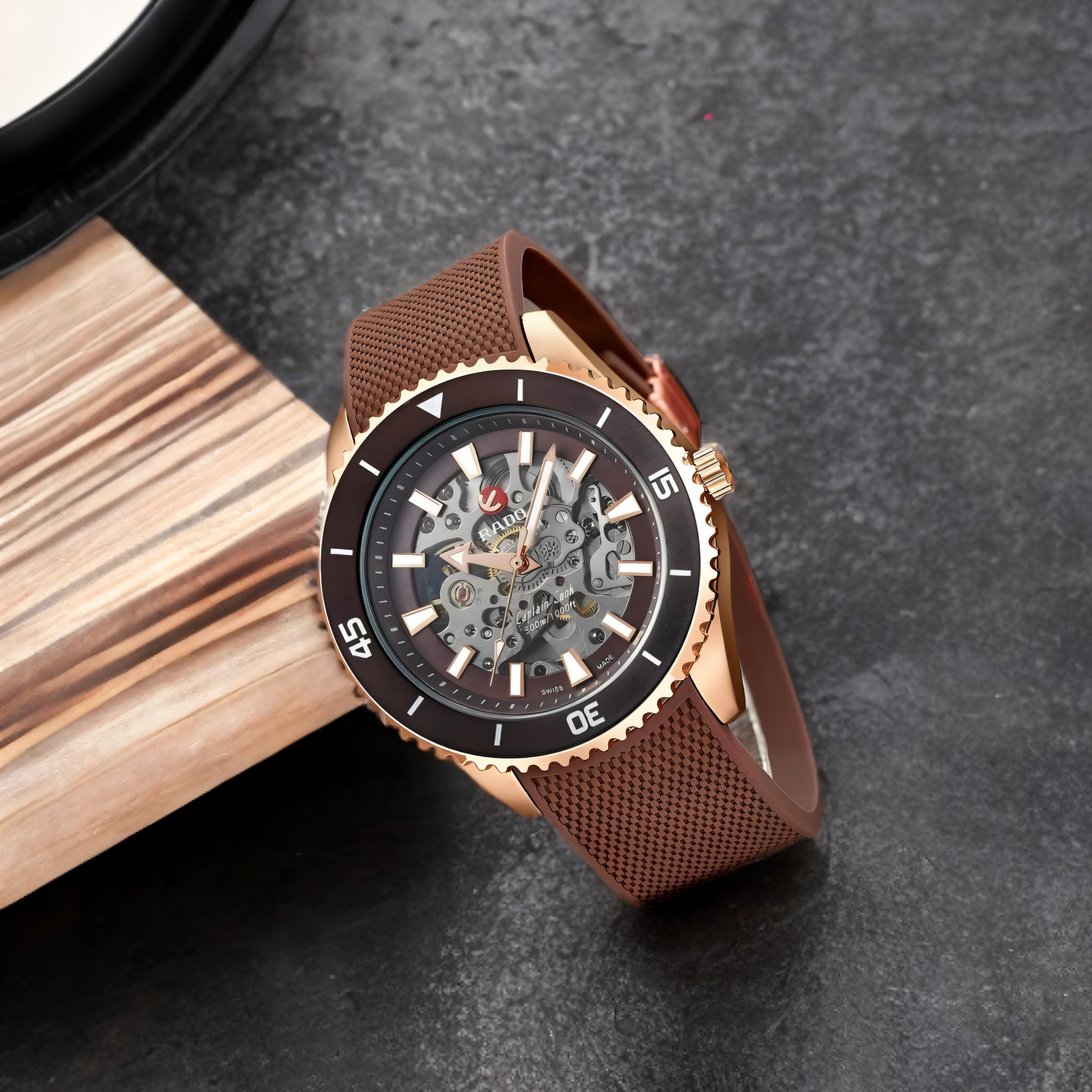 Rado Men's Captain Cook Automatic Brown Dial Skeleton Watch