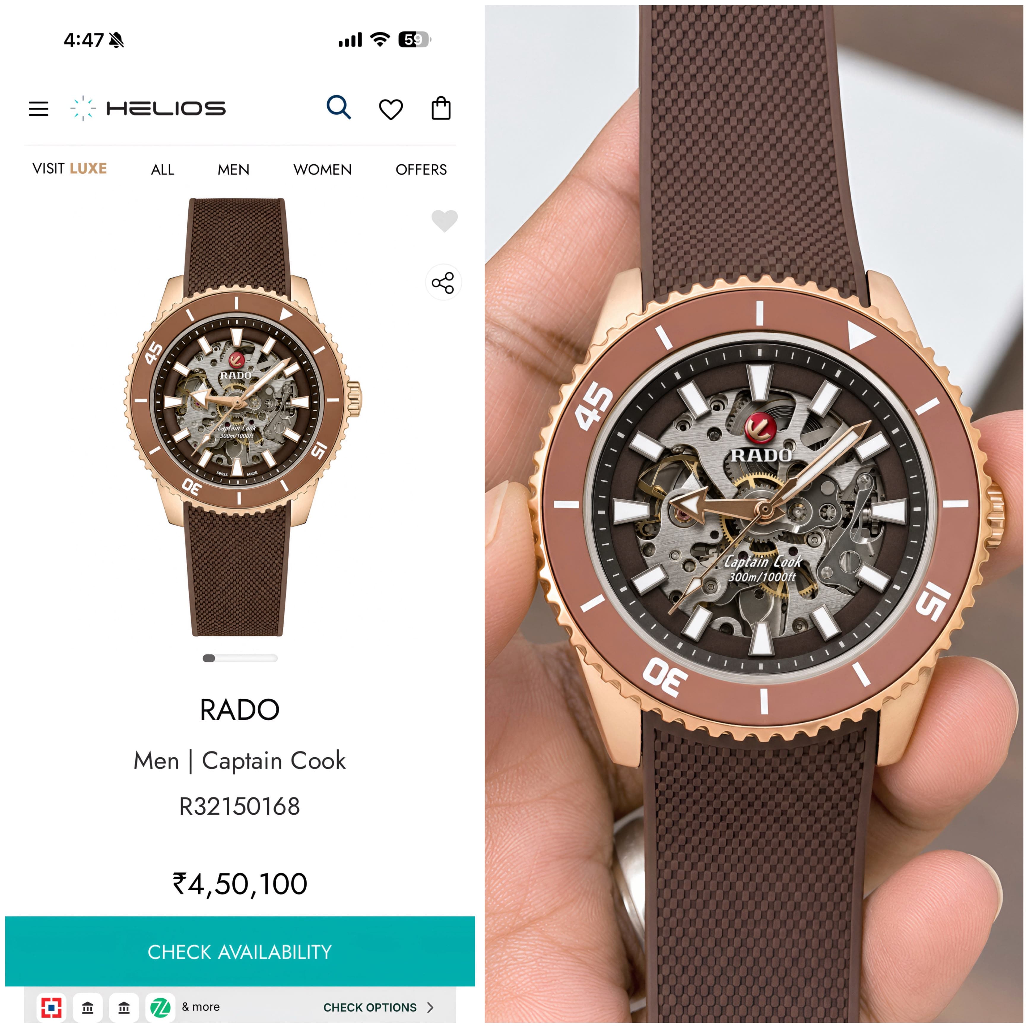 Rado Men's Captain Cook Automatic Brown Dial Skeleton Watch