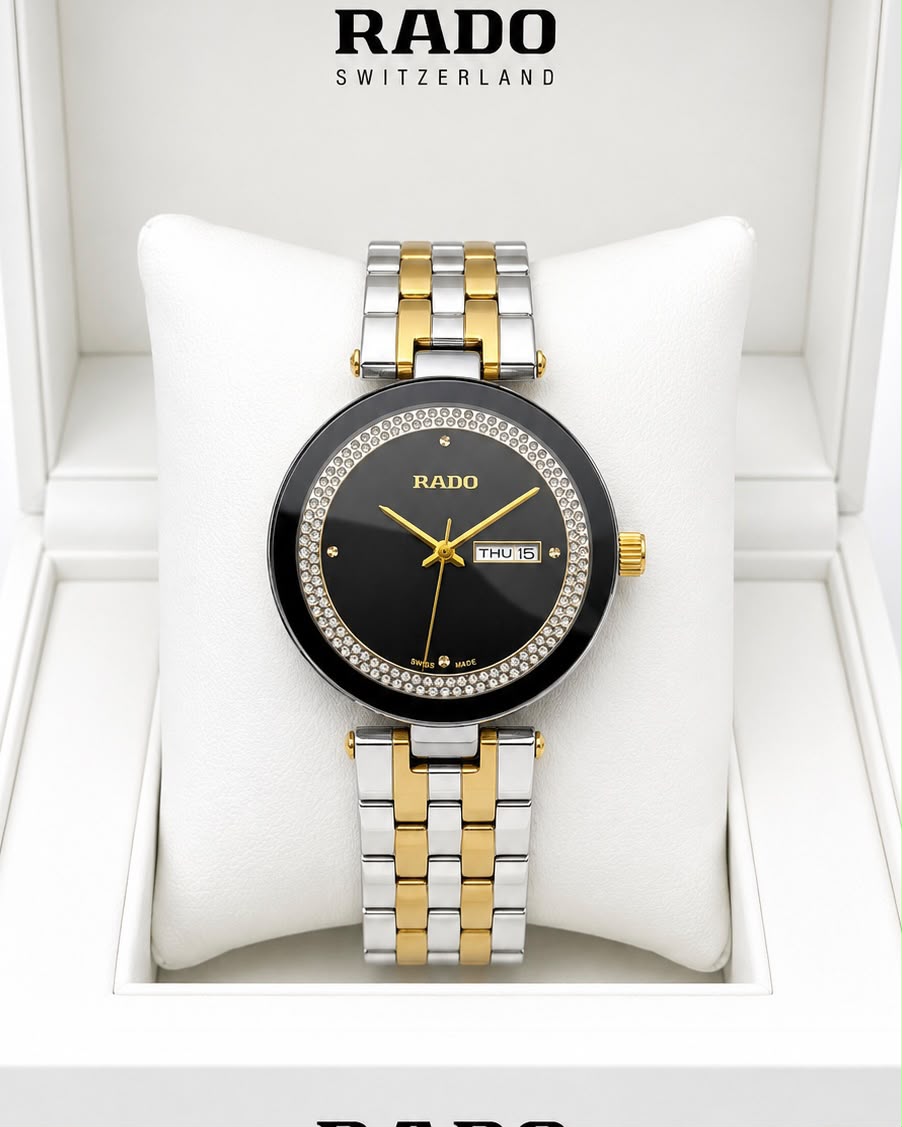 Rado Black Dial Two-Tone Stainless Steel Analog Watch