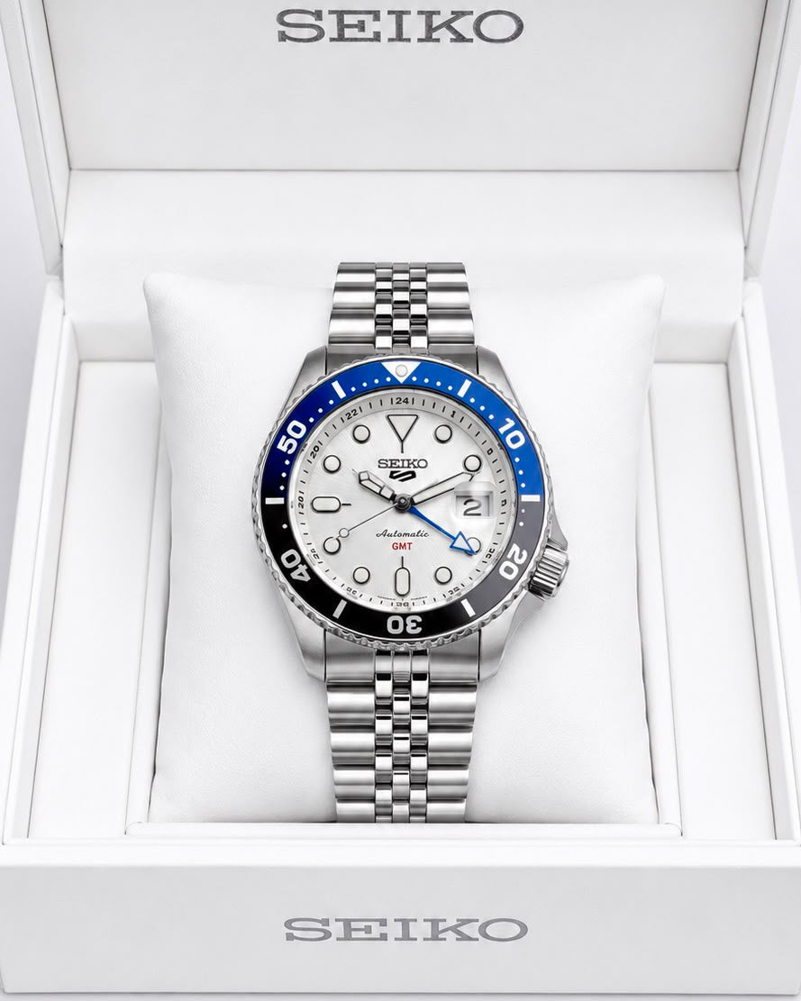 Seiko 5 Sports White Dial Stainless Steel Automatic Watch
