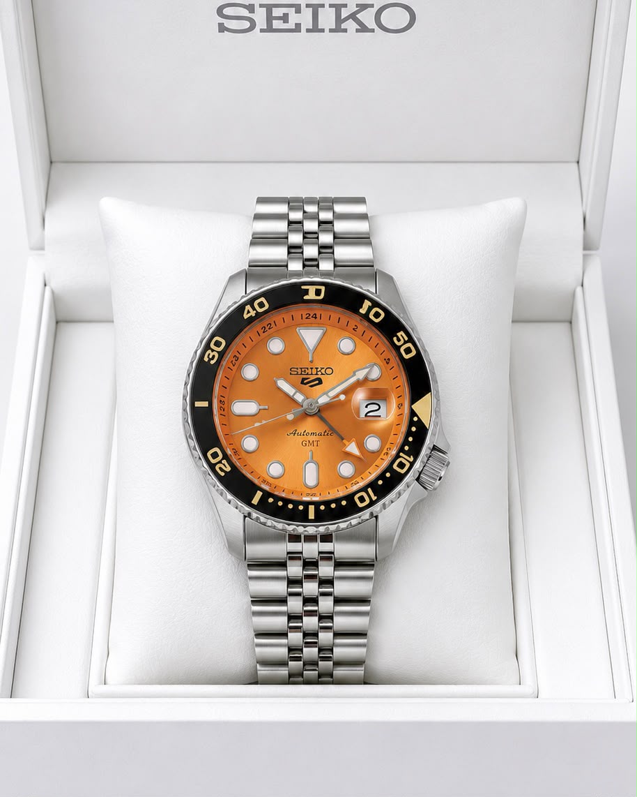 Seiko 5 Sports Orange Dial Stainless Steel Automatic Watch