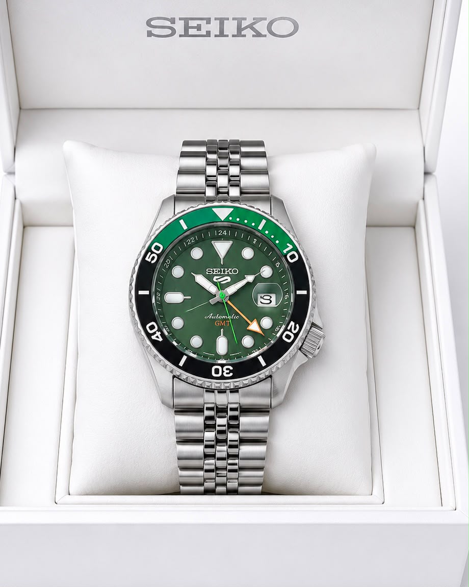 Seiko 5 Sports Green Dial Stainless Steel Automatic Watch