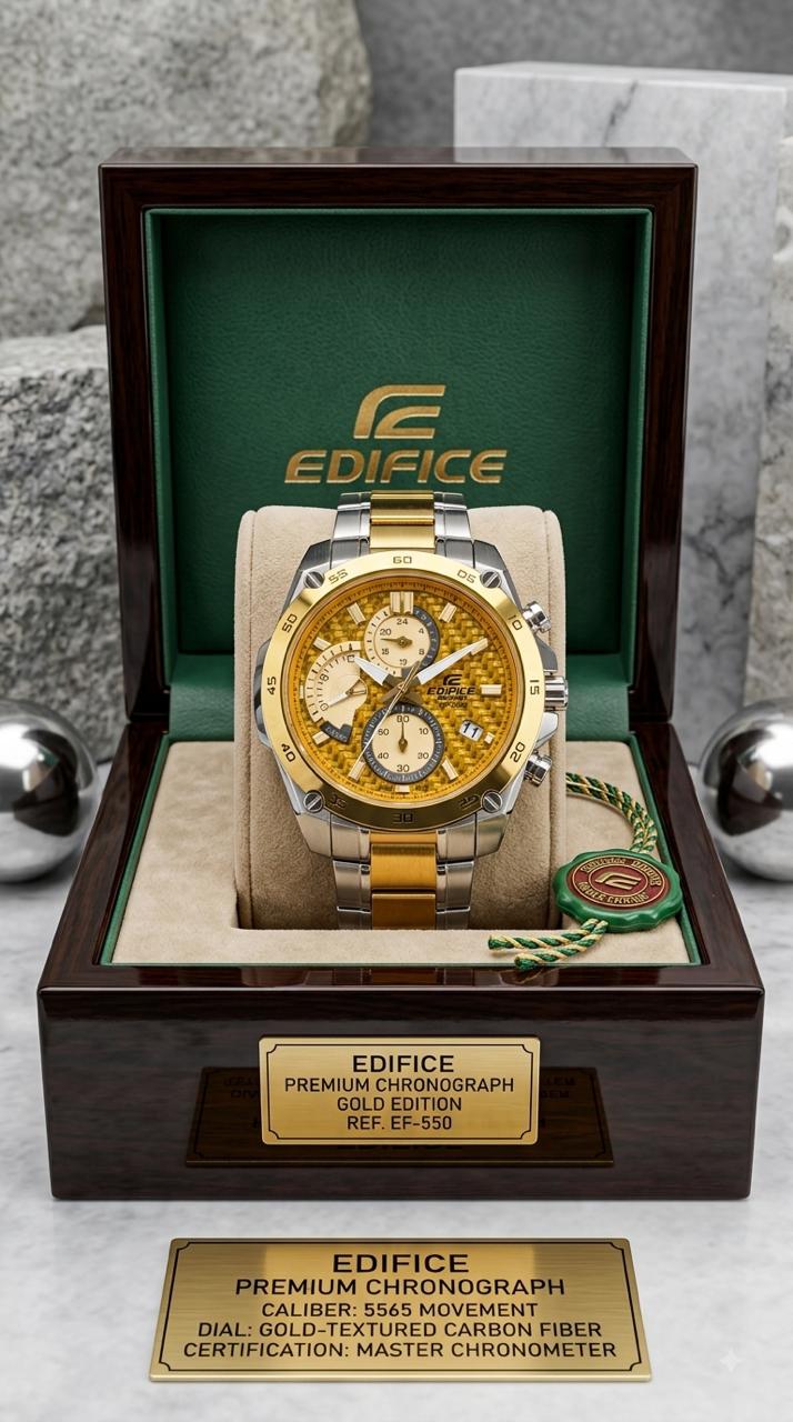 Edifice Premium Chronograph Gold Edition Gold Textured Dial Watch