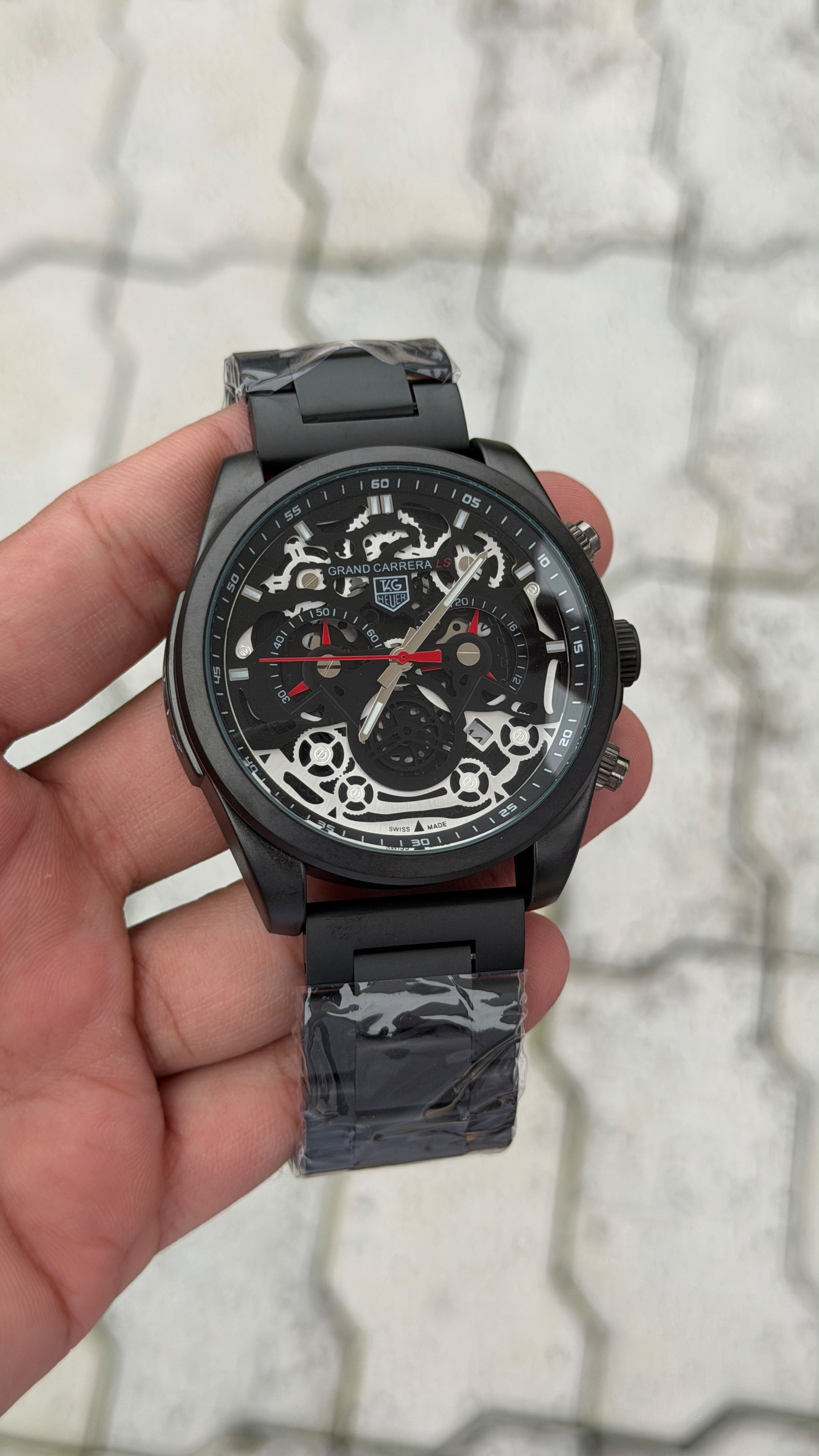 Heuer Grand Carrera LS Automatic Skeleton Black Dial Chronograph Watch