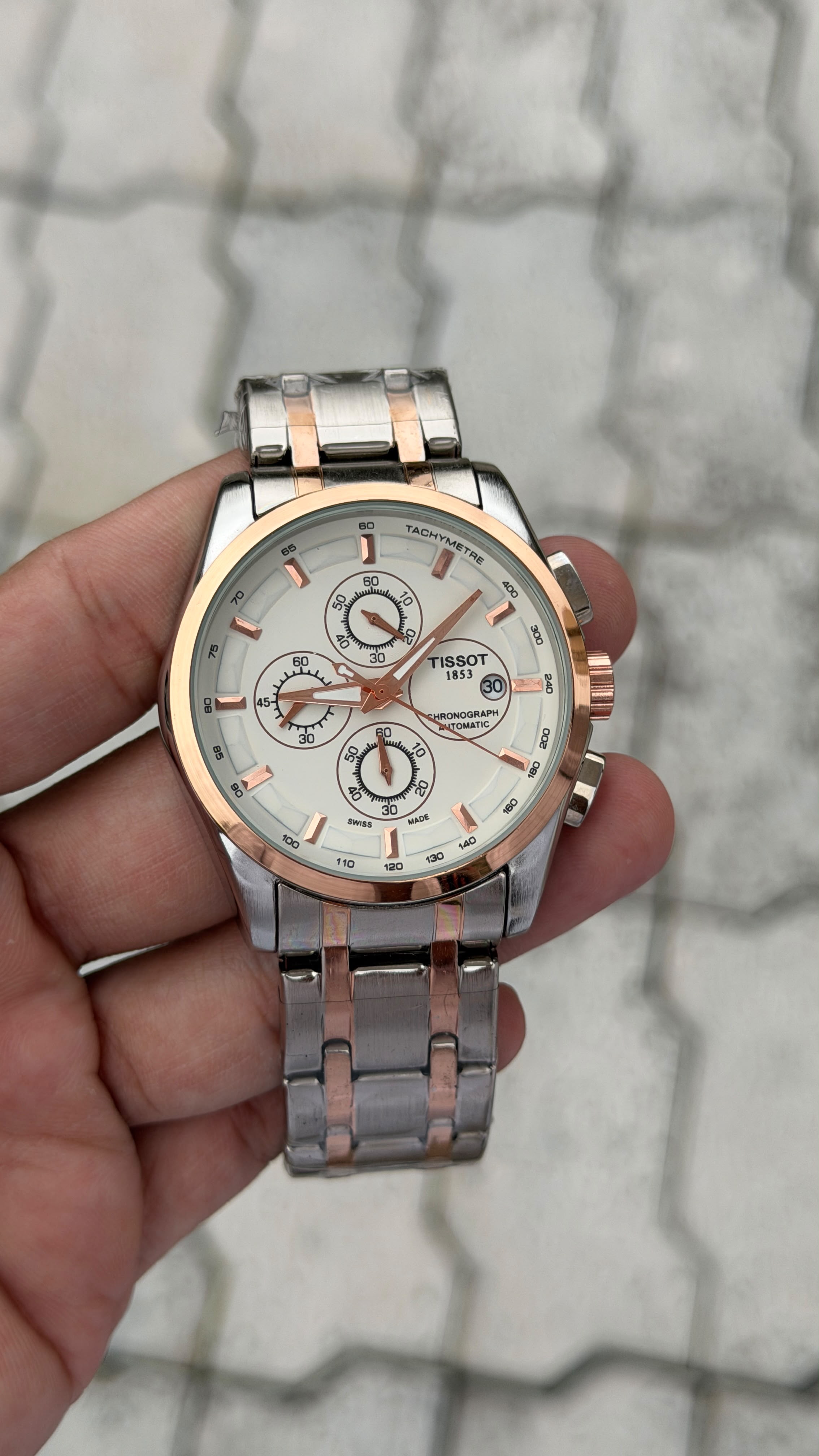 Tissot 1853 Silver Rose Gold Chronograph Automatic Watch