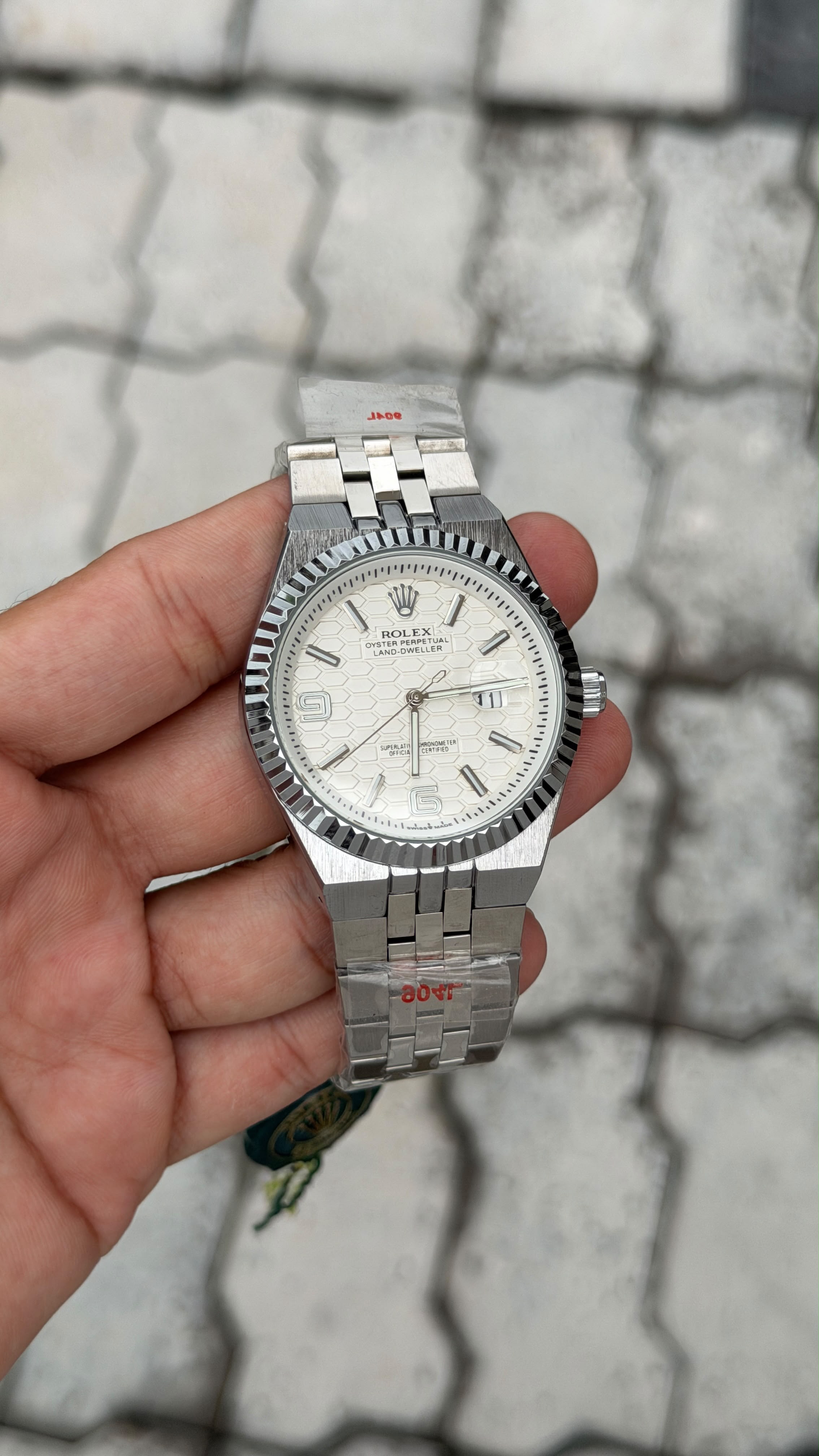 Rolex Oyster Perpetual Land-Dweller Silver White Dial Watch