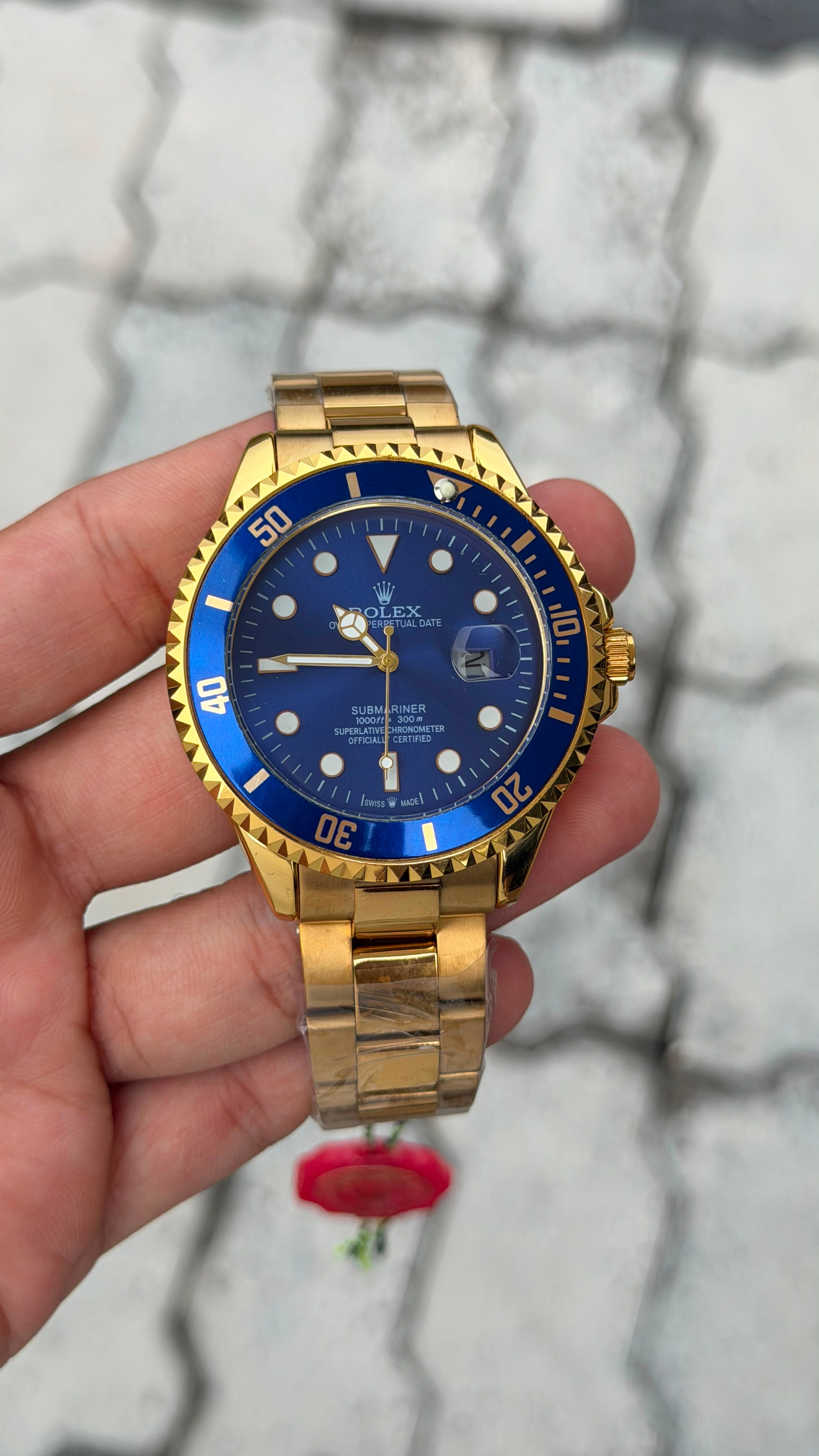 Rolex Submariner Gold-Tone Blue Dial Watch