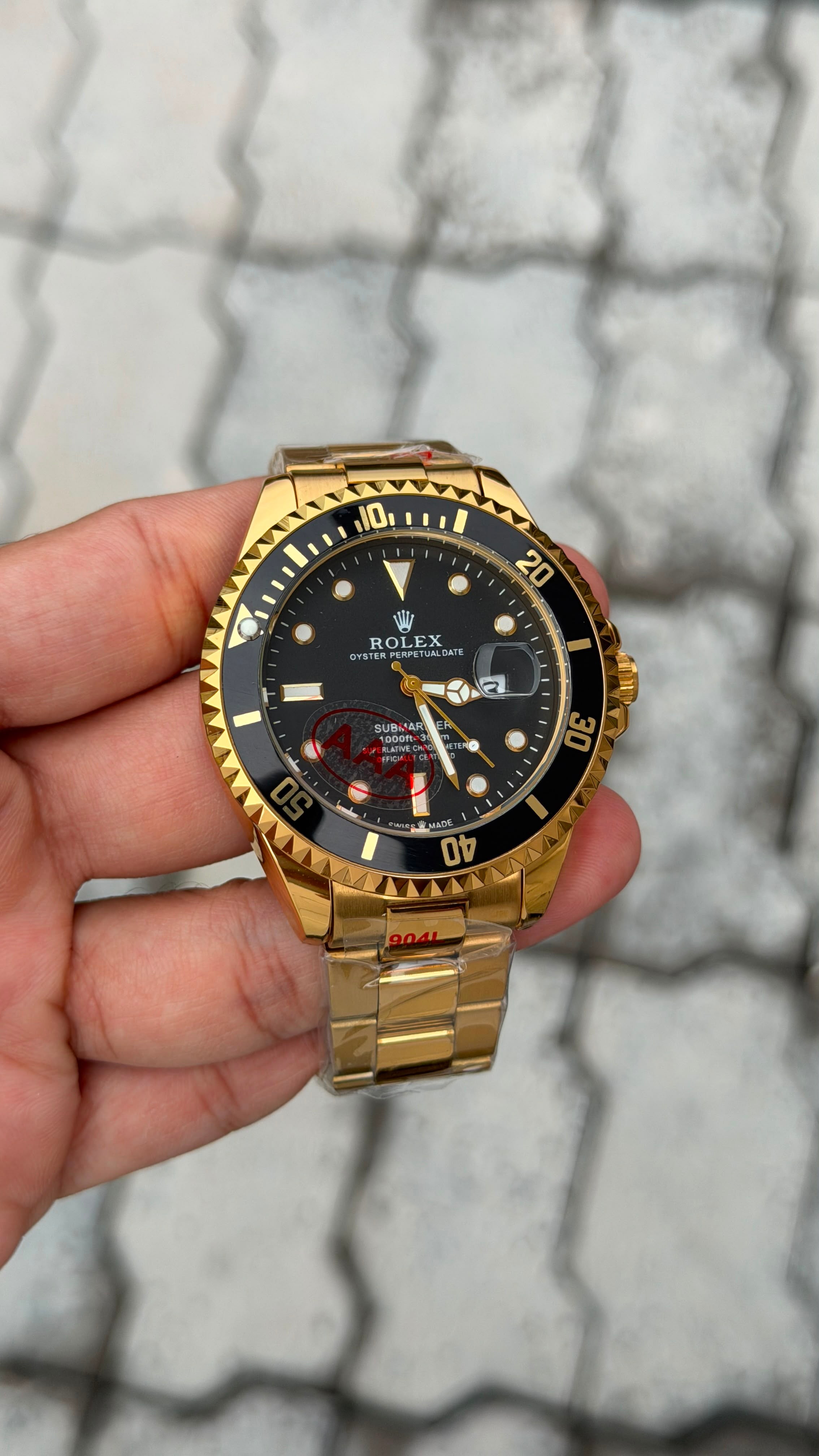 Rolex Submariner Gold-Tone Black Dial Watch