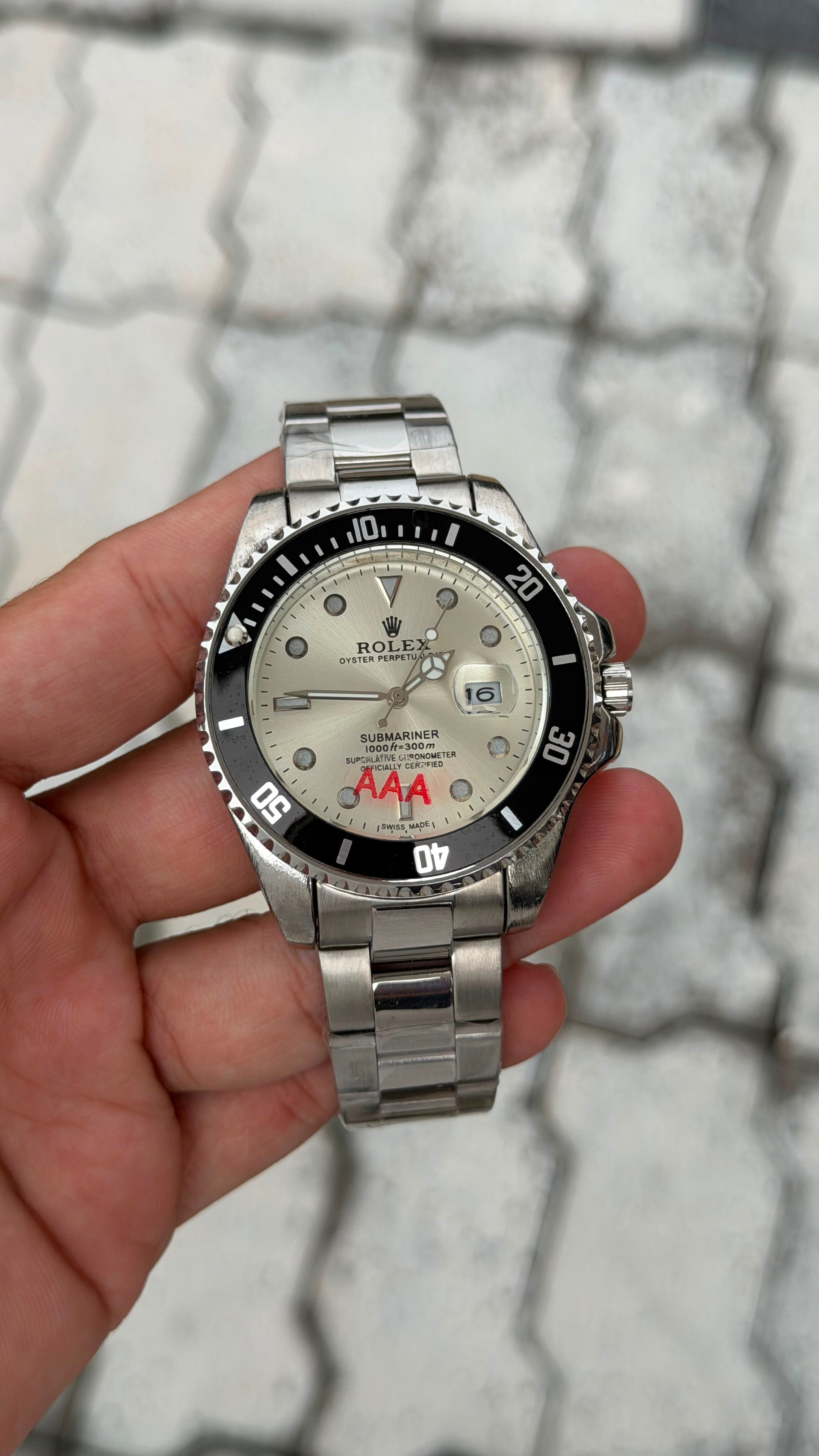 Rolex Submariner Silver-Tone White Dial Watch