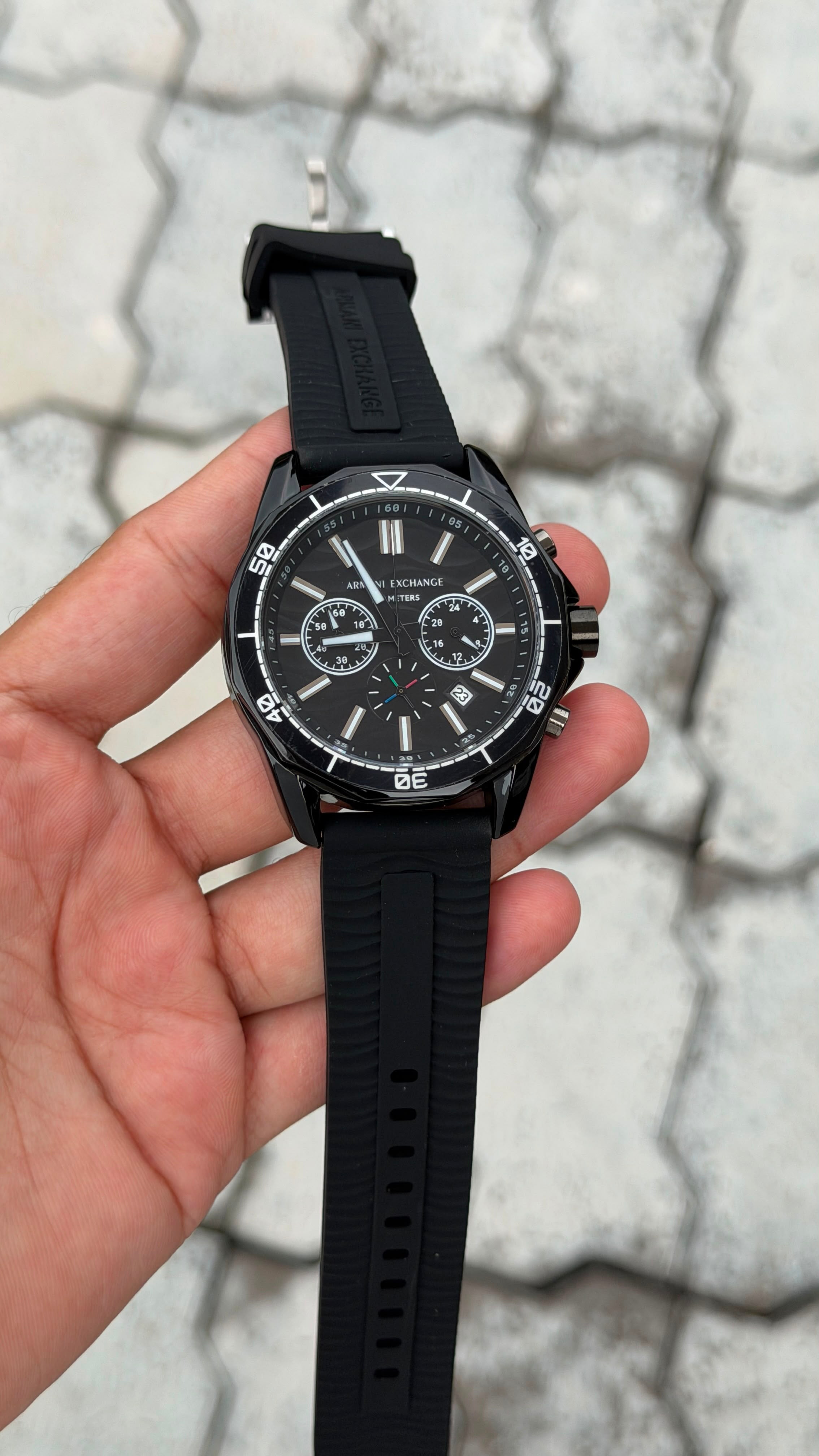 Armani Exchange Sport Chronograph Black Tone Black Dial Black Strap Watch