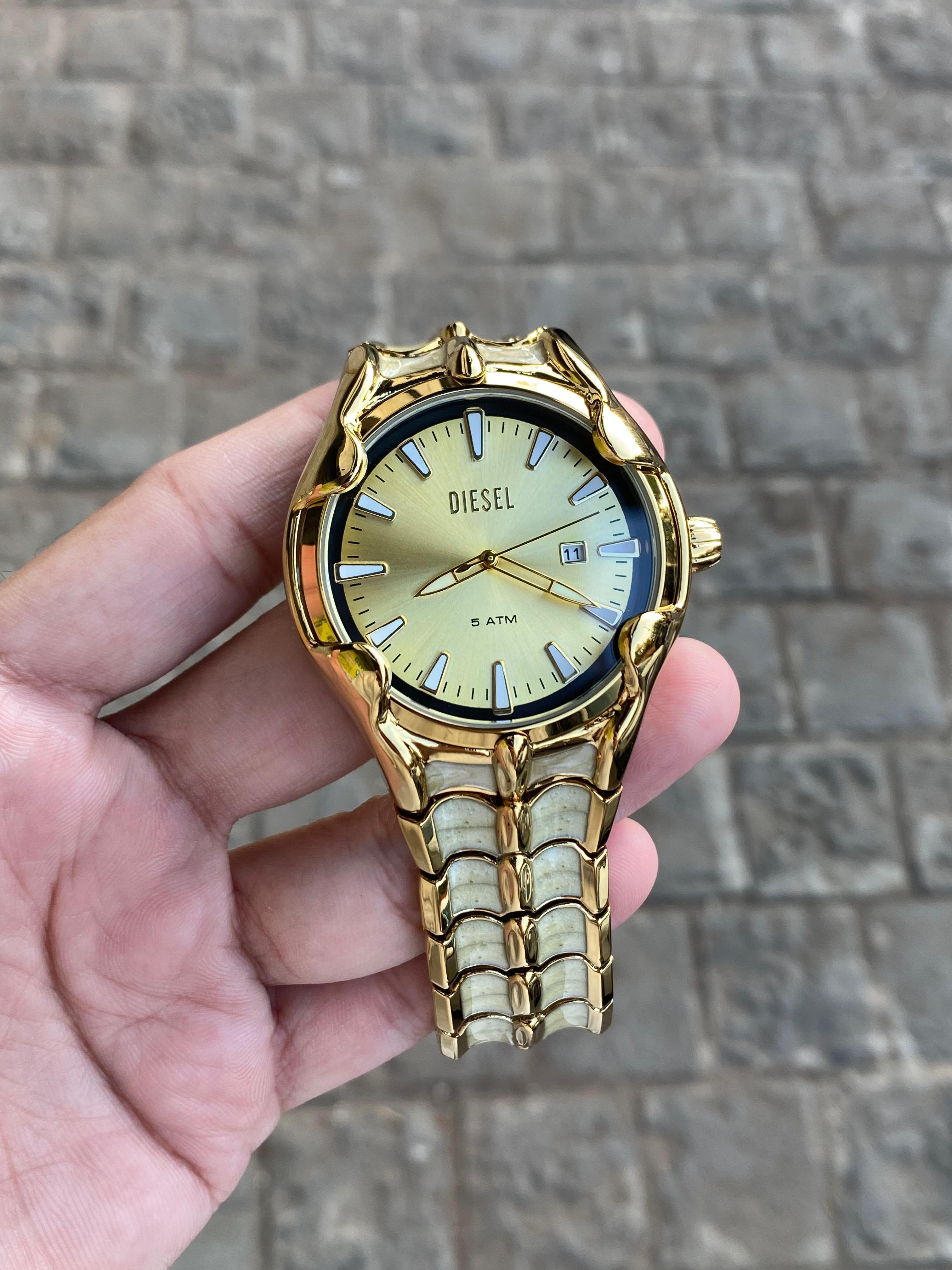 Diesel Gold Tone Champagne Dial Stainless Steel Watch