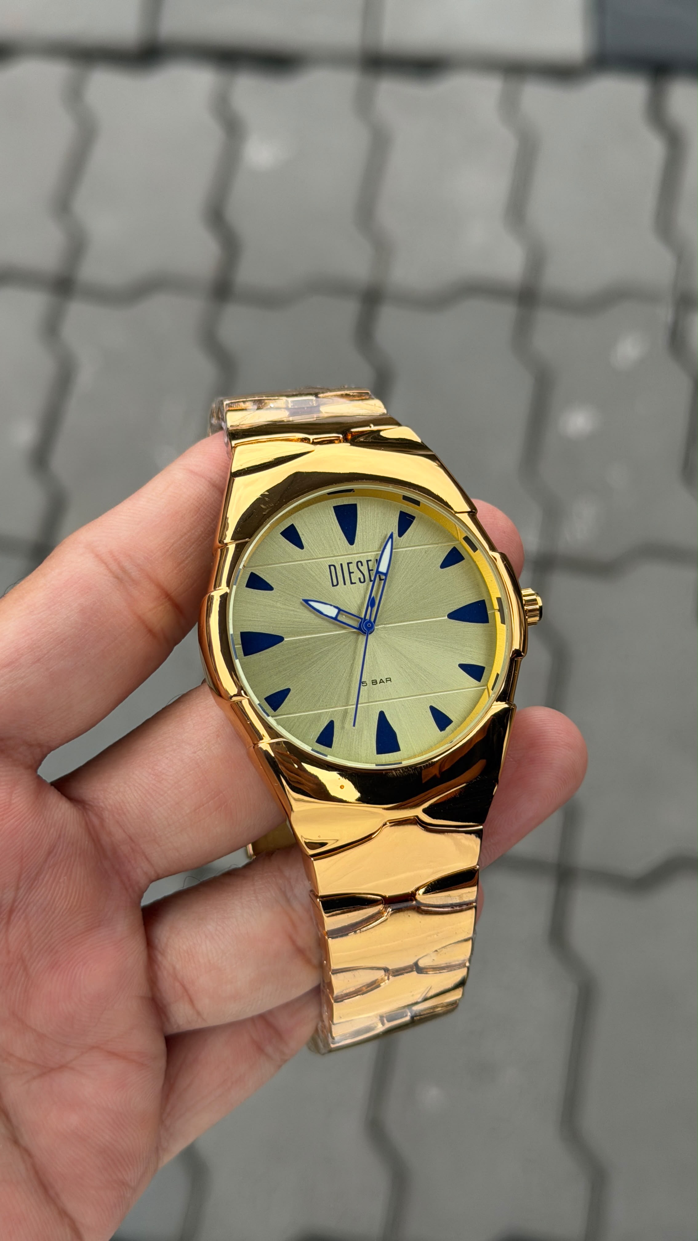 Diesel Gold Tone Green Dial Stainless Steel Watch