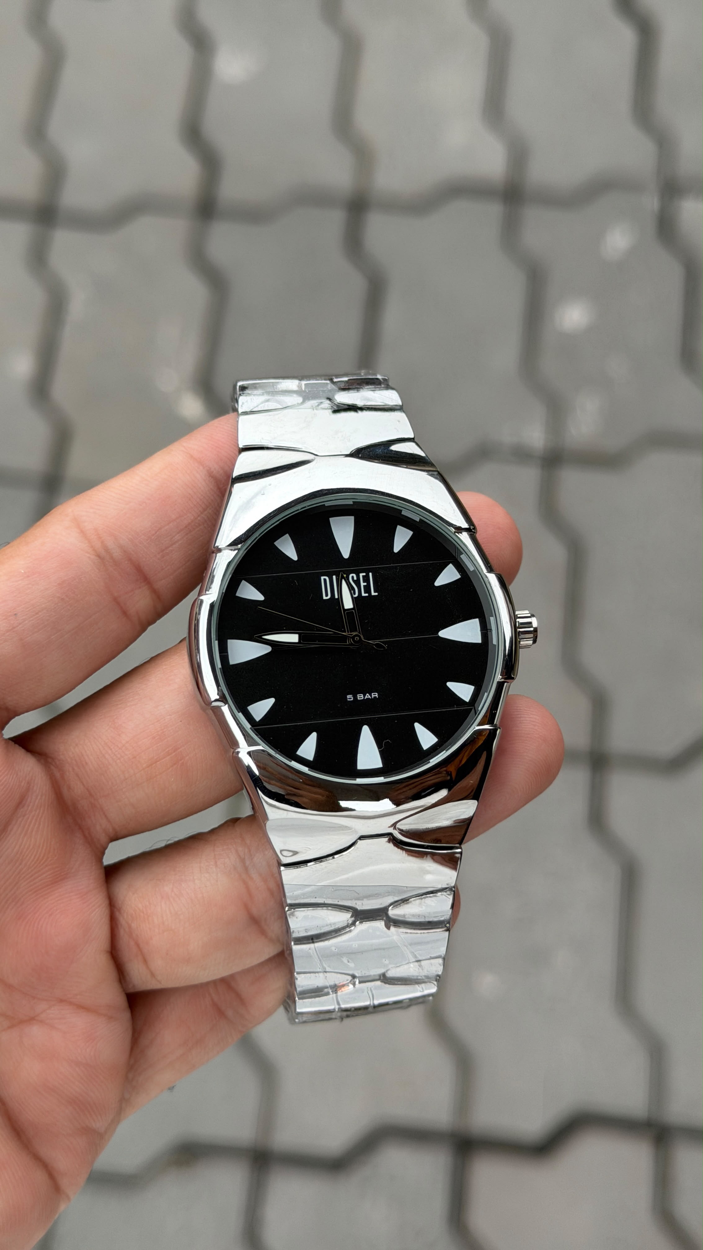 Diesel Silver Stainless Steel Black Dial Watch