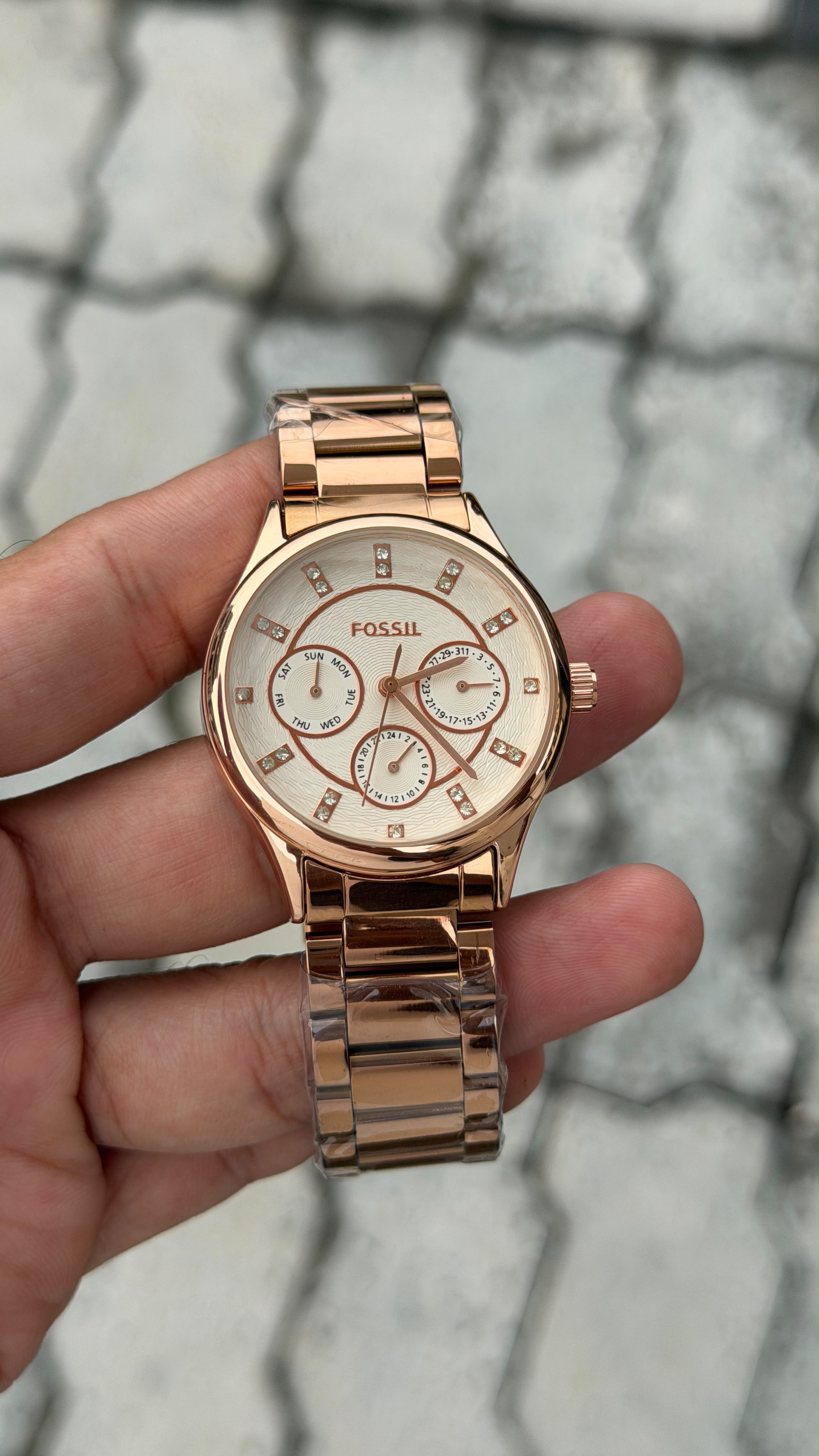 Fossil Rose Gold Stainless Steel White Dial Watch