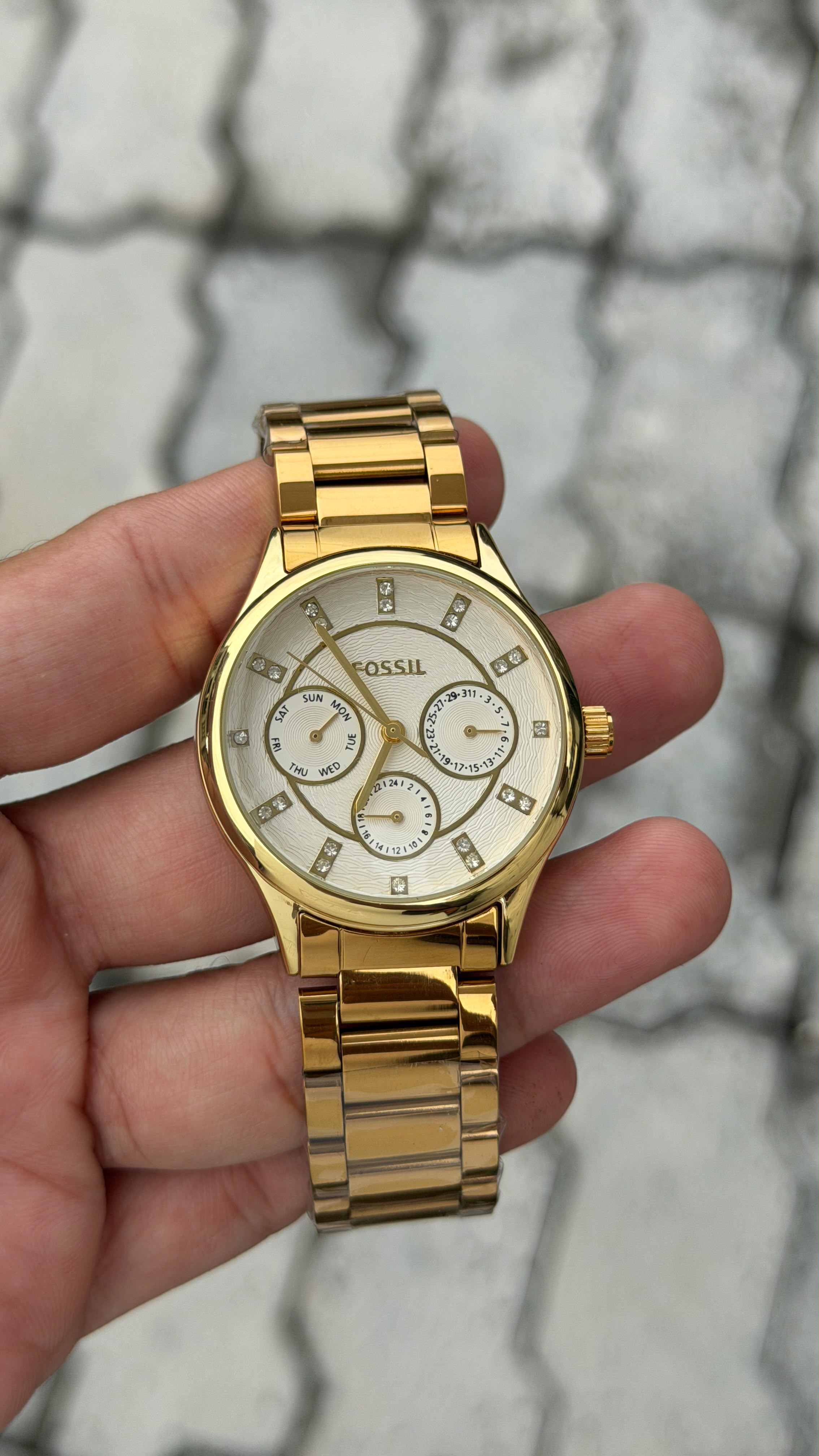 Fossil Gold Stainless Steel Ivory White Dial Watch