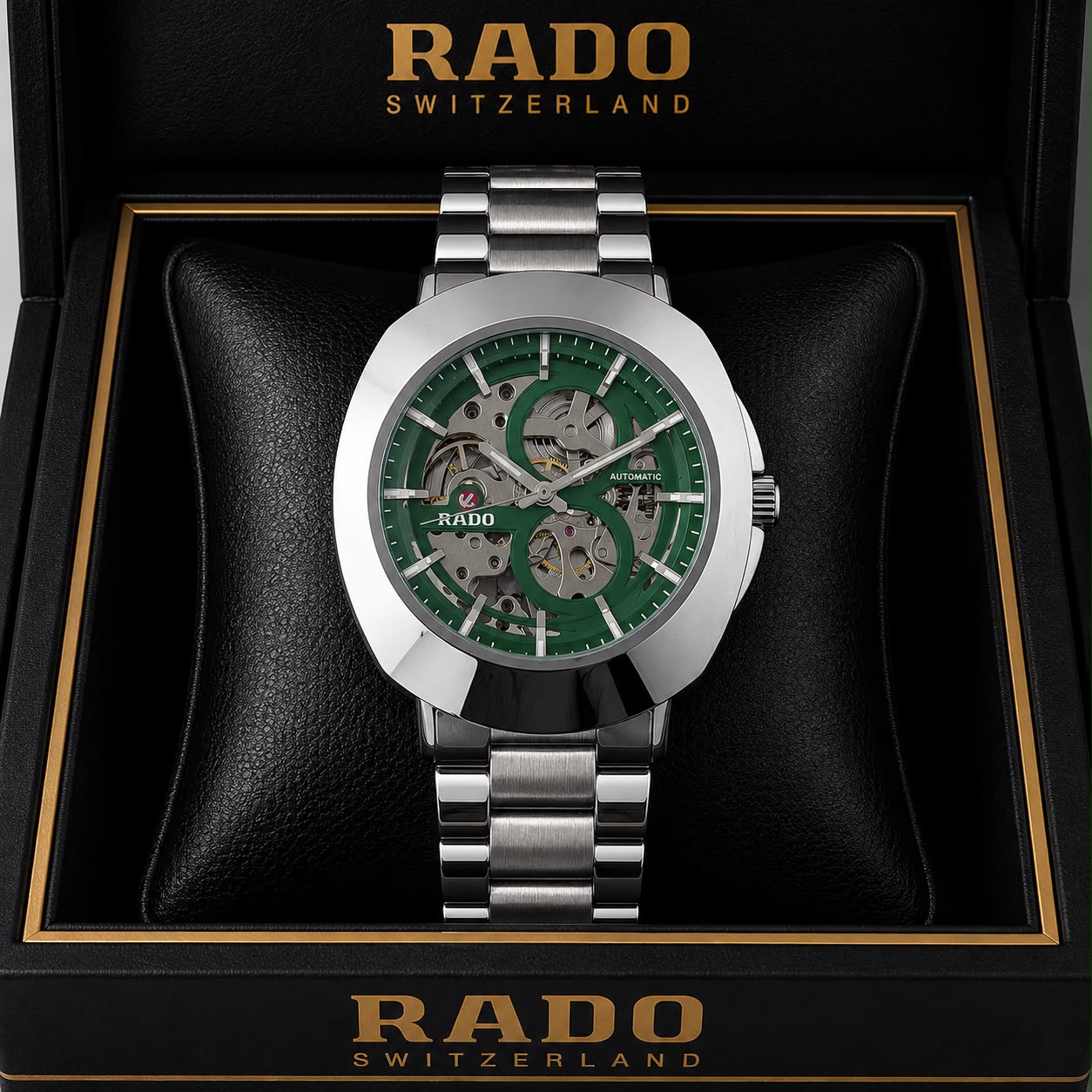 Rado DiaStar Skeleton Green Dial Men's Watch