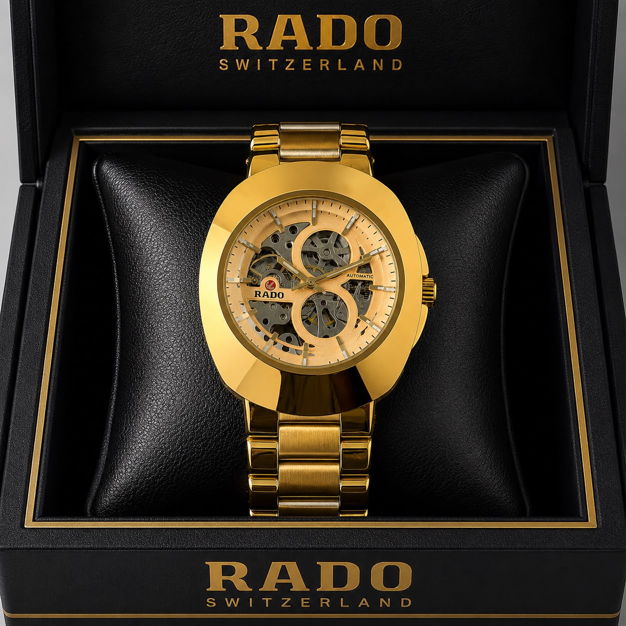 Rado DiaStar Skeleton Full Gold Men's Watch