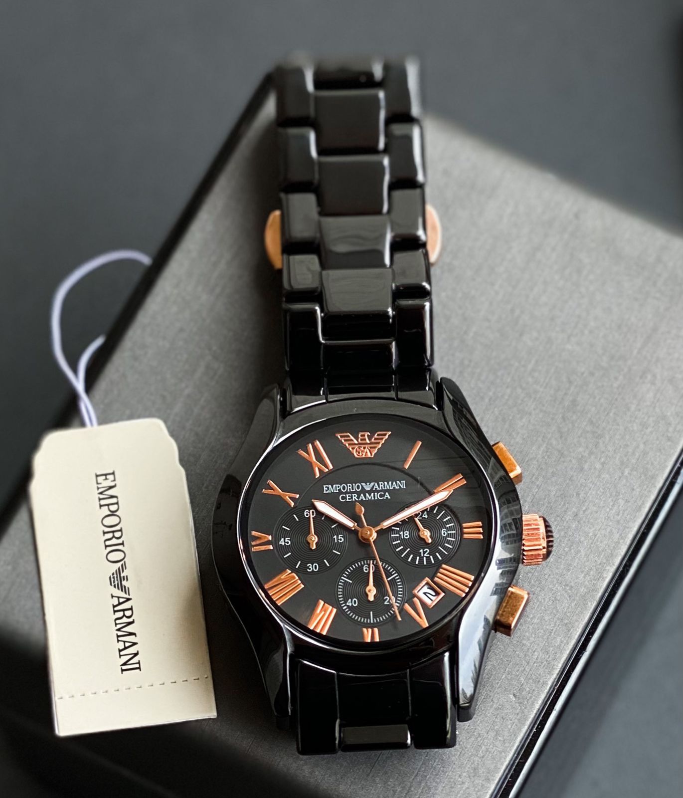 Emporio Armani Black Ceramic Chronograph Watch