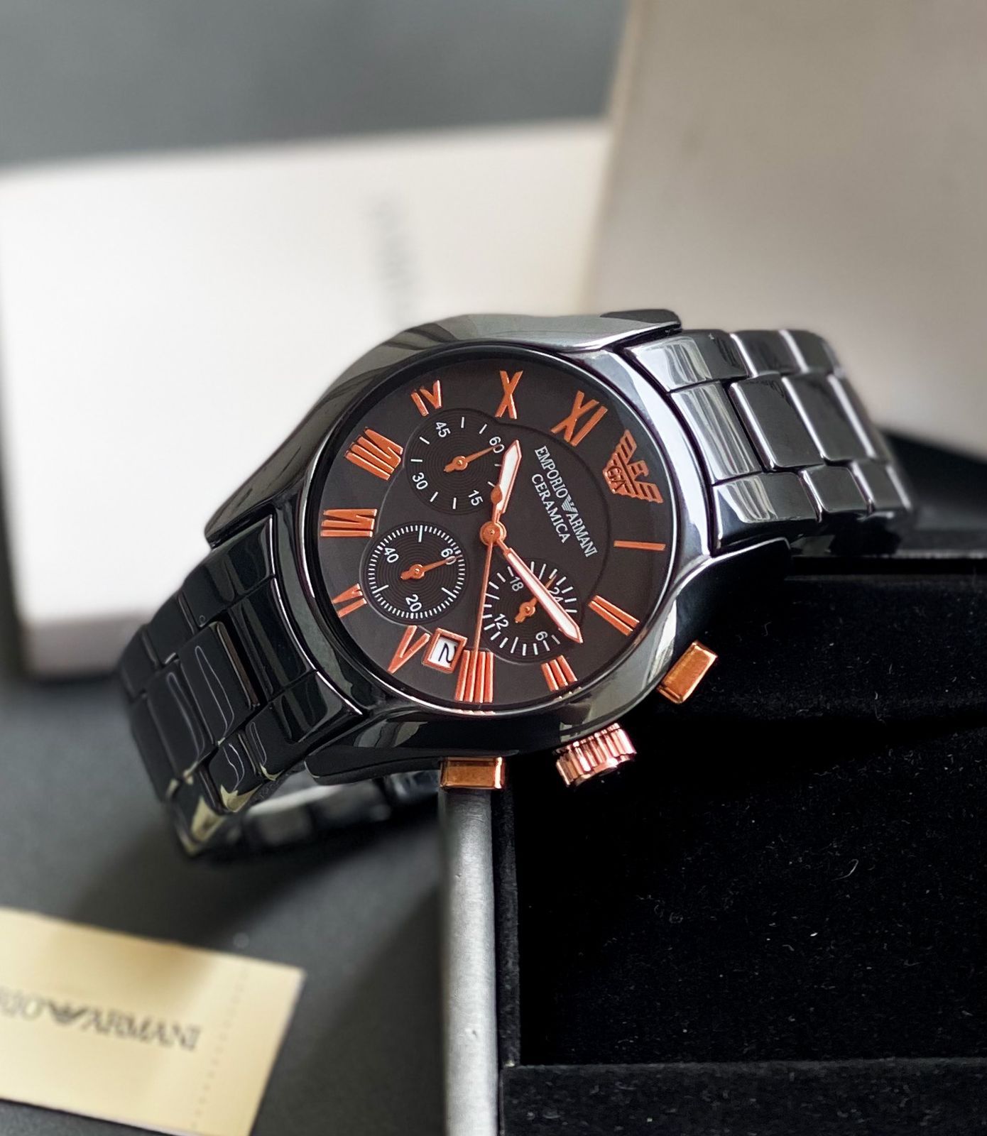 Emporio Armani Black Ceramic Chronograph Watch