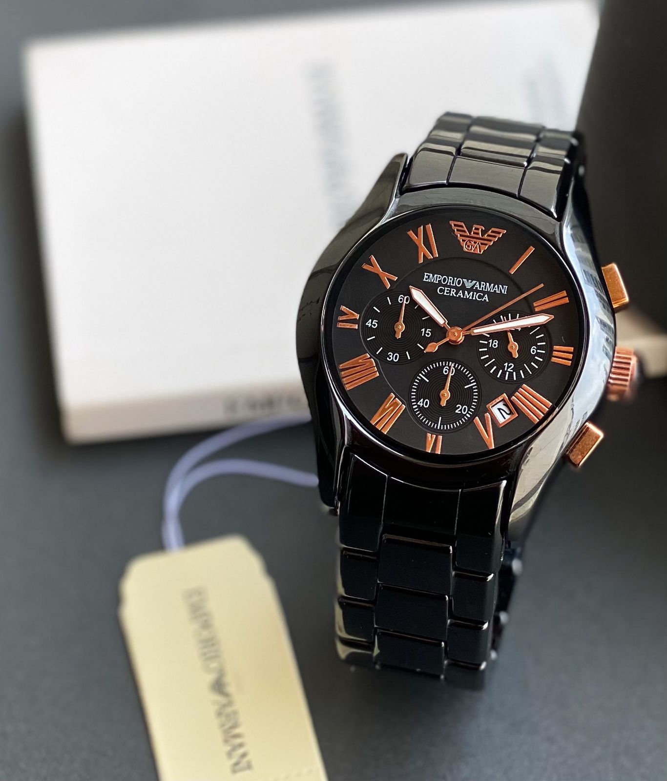 Emporio Armani Black Ceramic Chronograph Watch