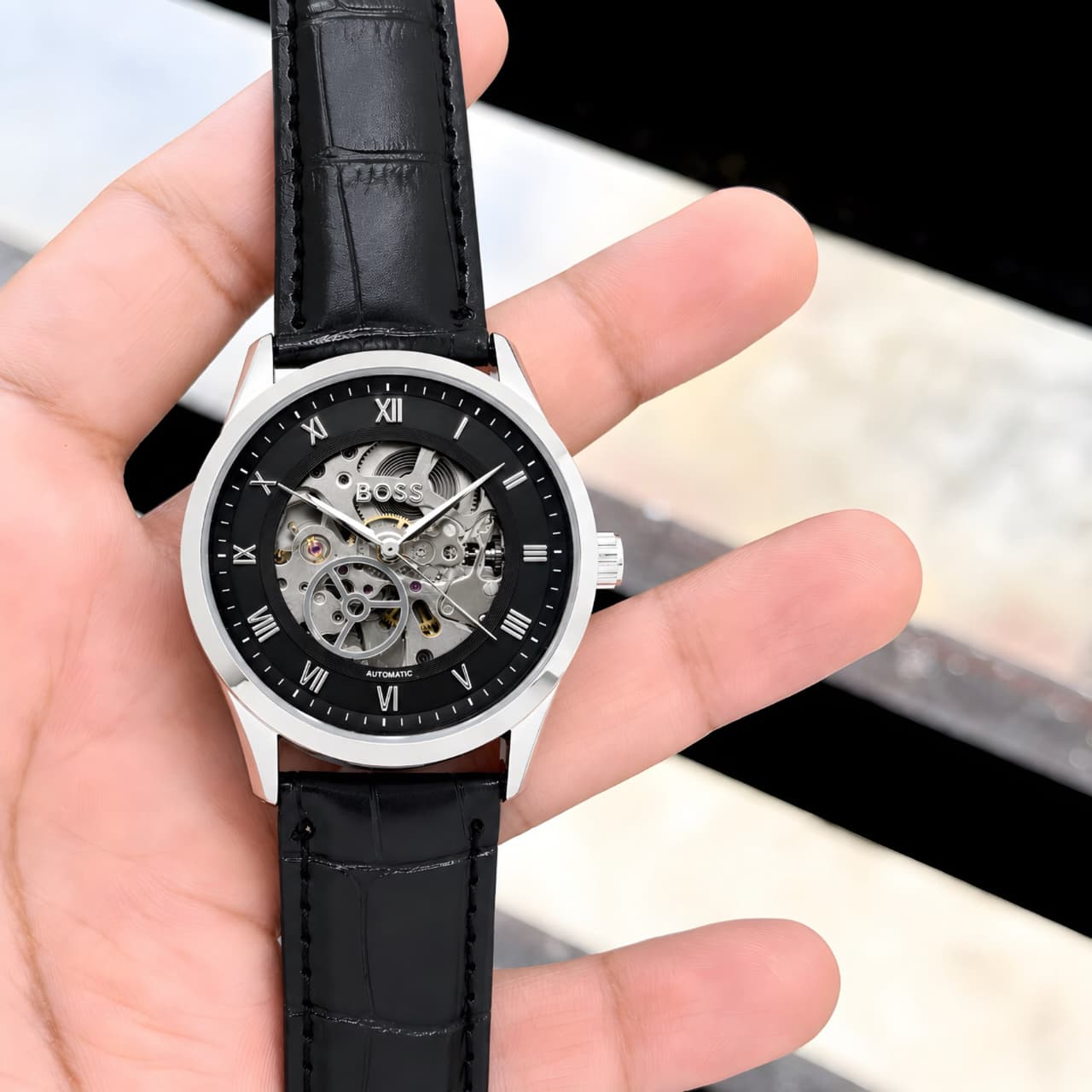 BOSS Black Skeleton Automatic Watch