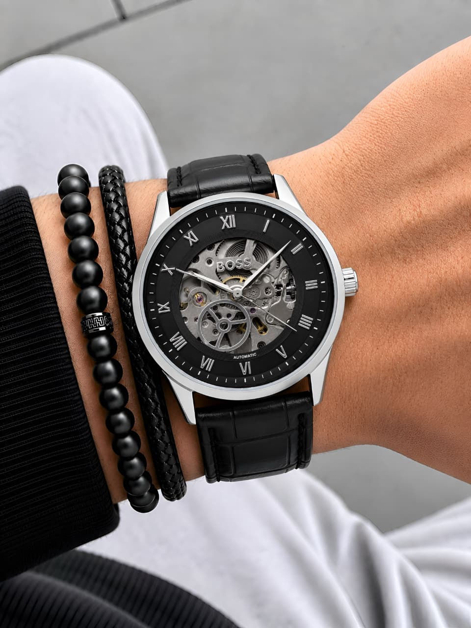 BOSS Black Skeleton Automatic Watch