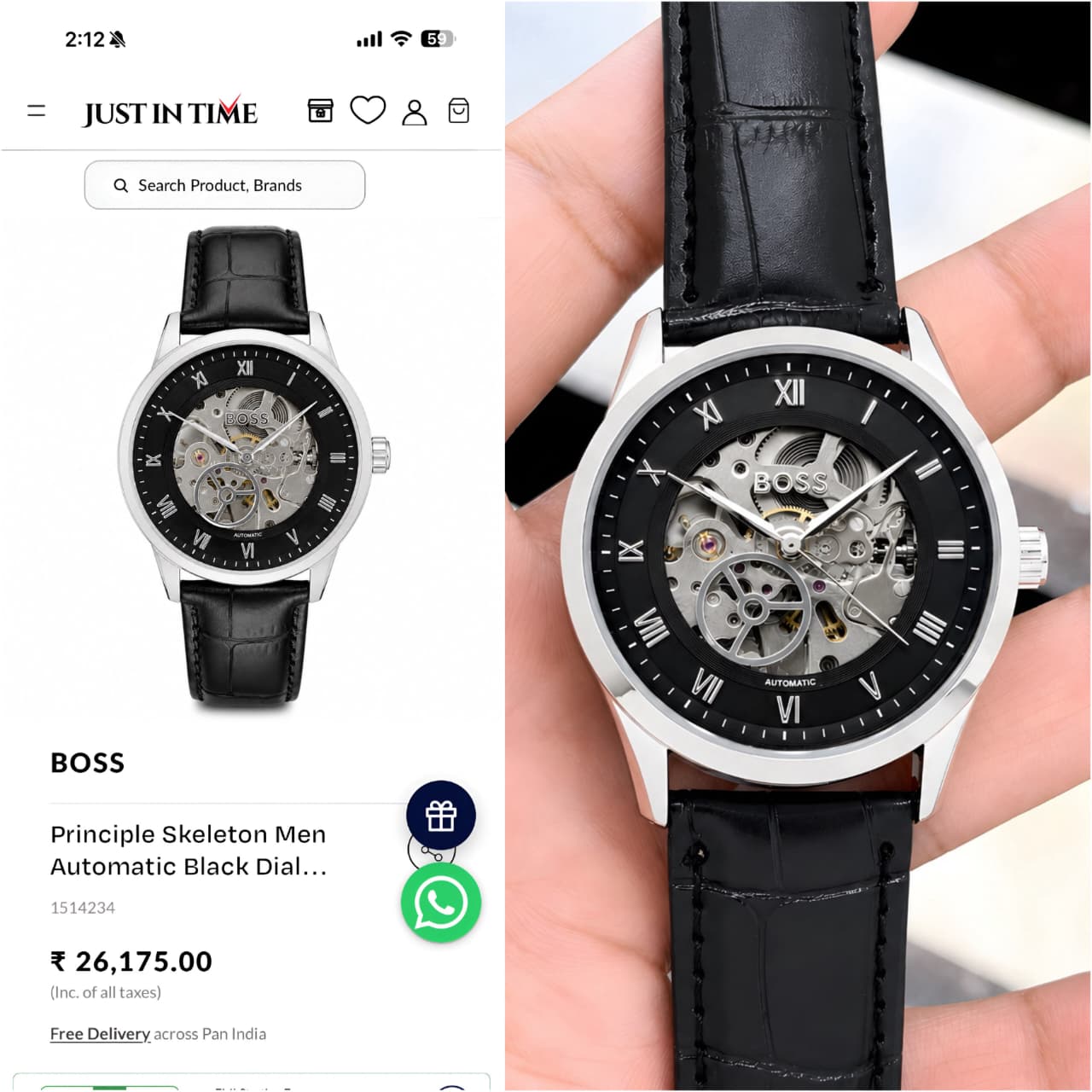 BOSS Black Skeleton Automatic Watch