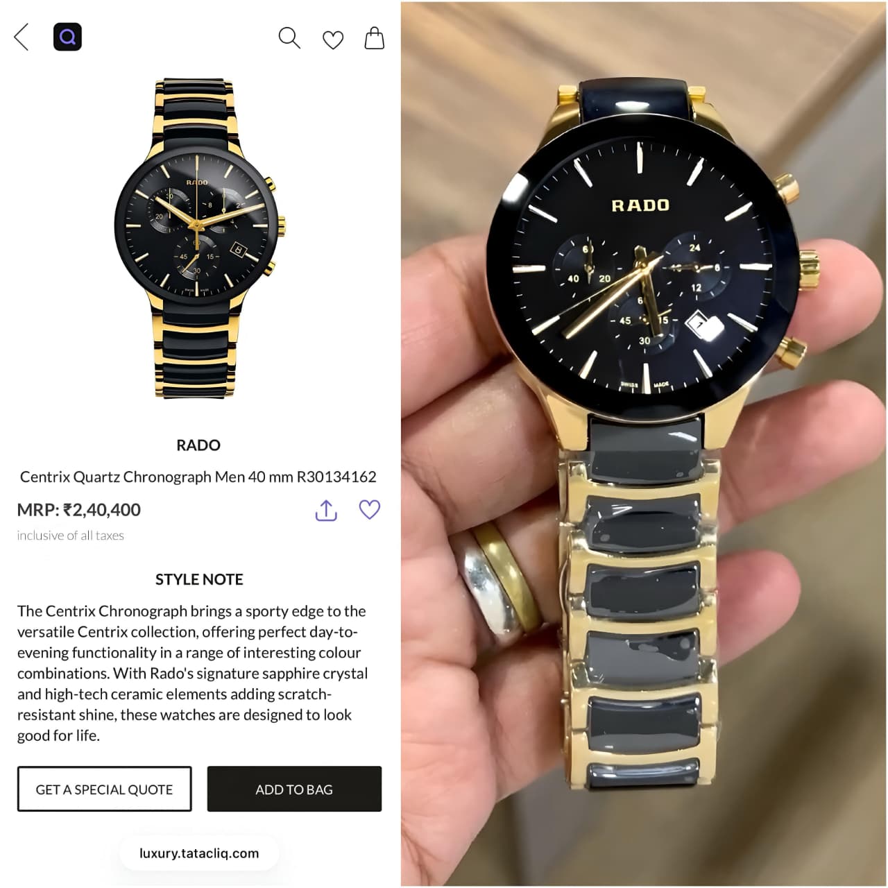 Rado Black & Gold Chronograph Watch