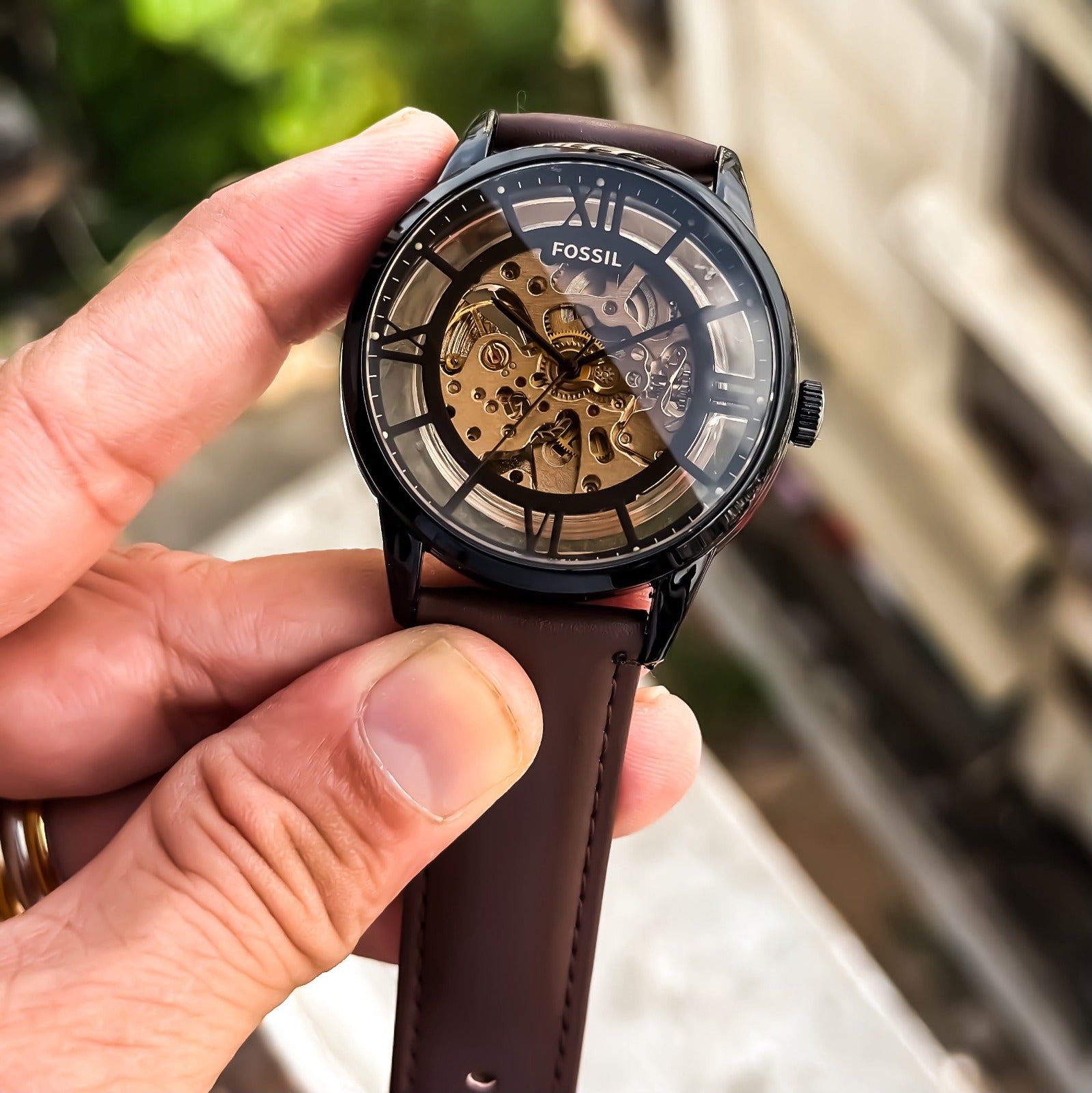Fossil Brown Skeleton Automatic Watch