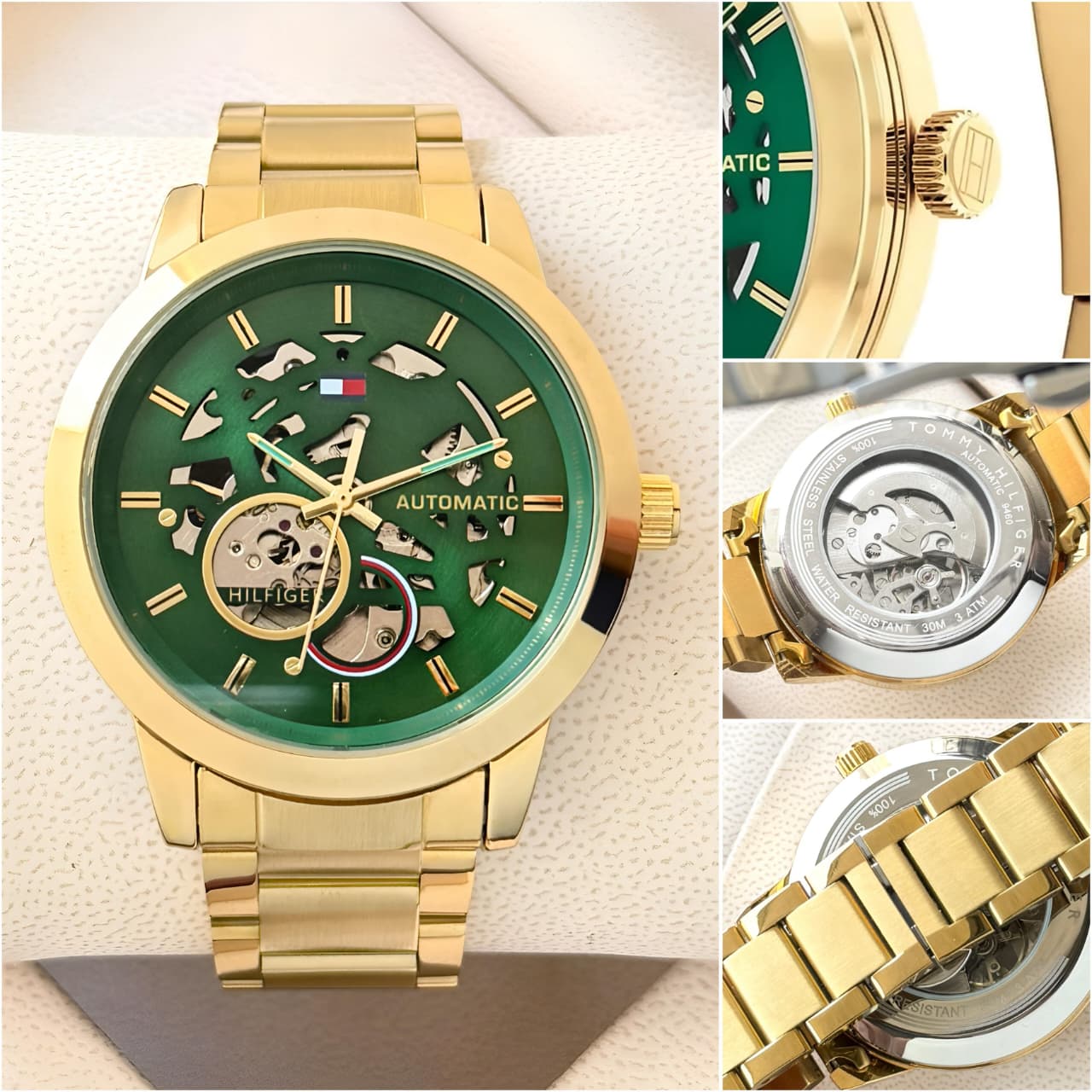 Tommy Hilfiger Green Automatic Skeleton Watch
