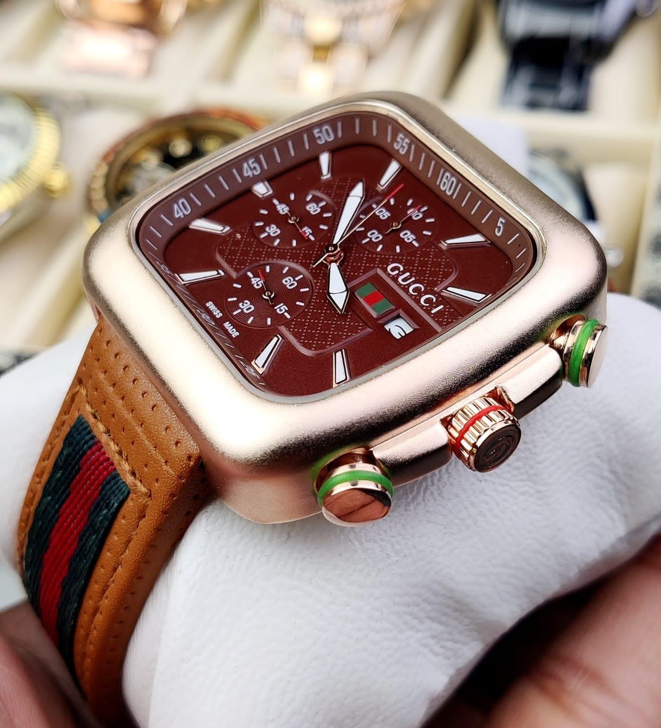Gucci Rose Gold Brown Dial Chronograph Watch