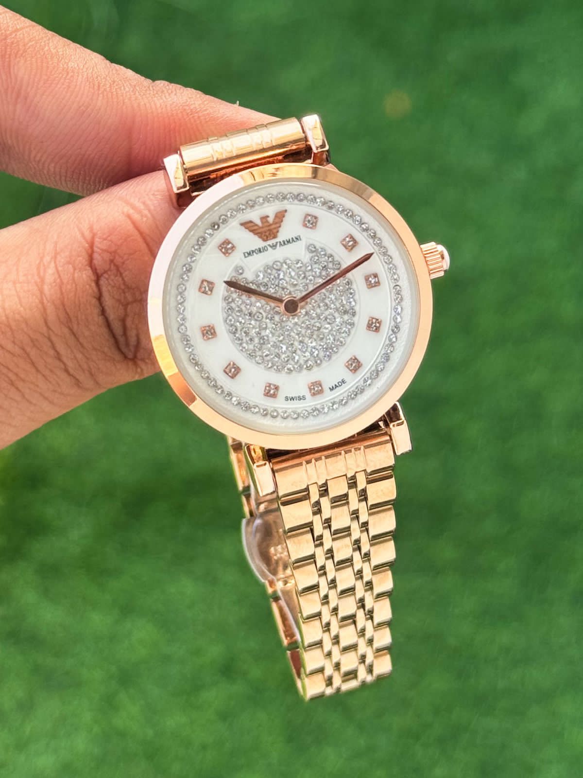 Emporio Armani Rose Gold Crystal Dial Watch