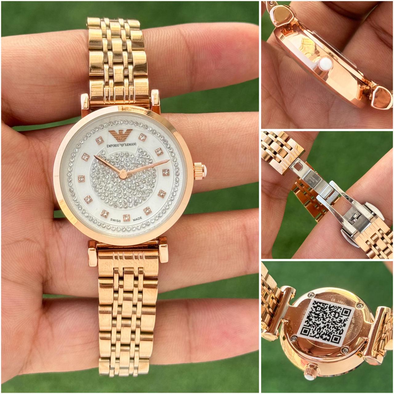 Emporio Armani Rose Gold Crystal Dial Watch