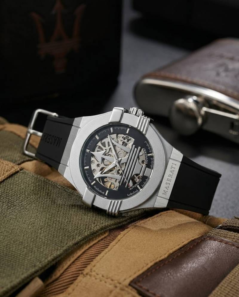 Silver Skeleton Automatic Luxury Watch