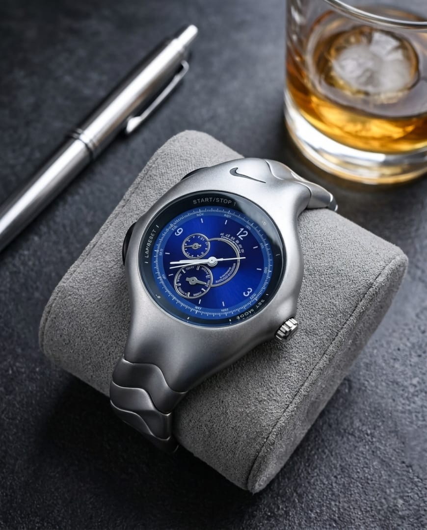 Nike Blue Dial Silver Chronograph Stainless Steel Watch