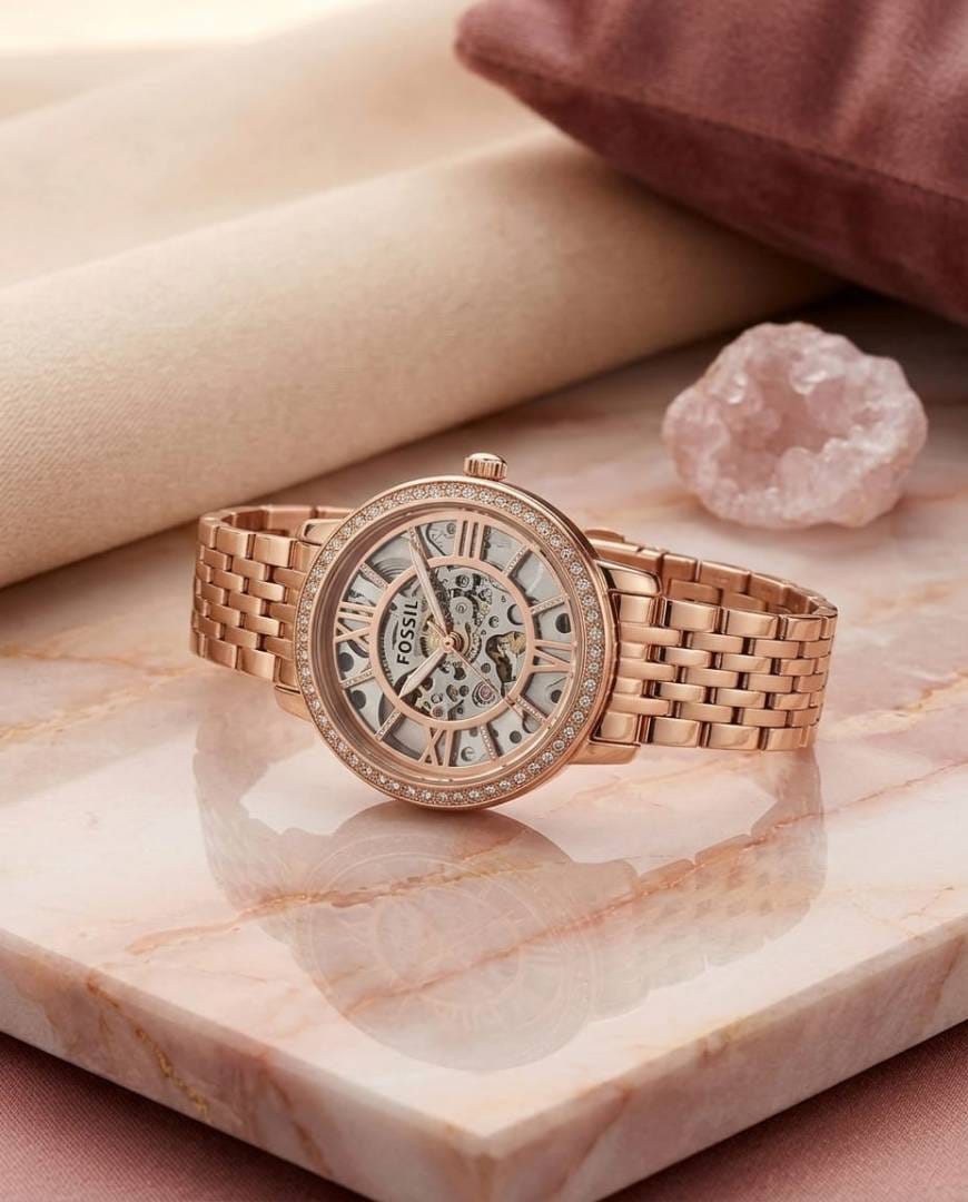 Fossil Rose Gold Skeleton Automatic Watch