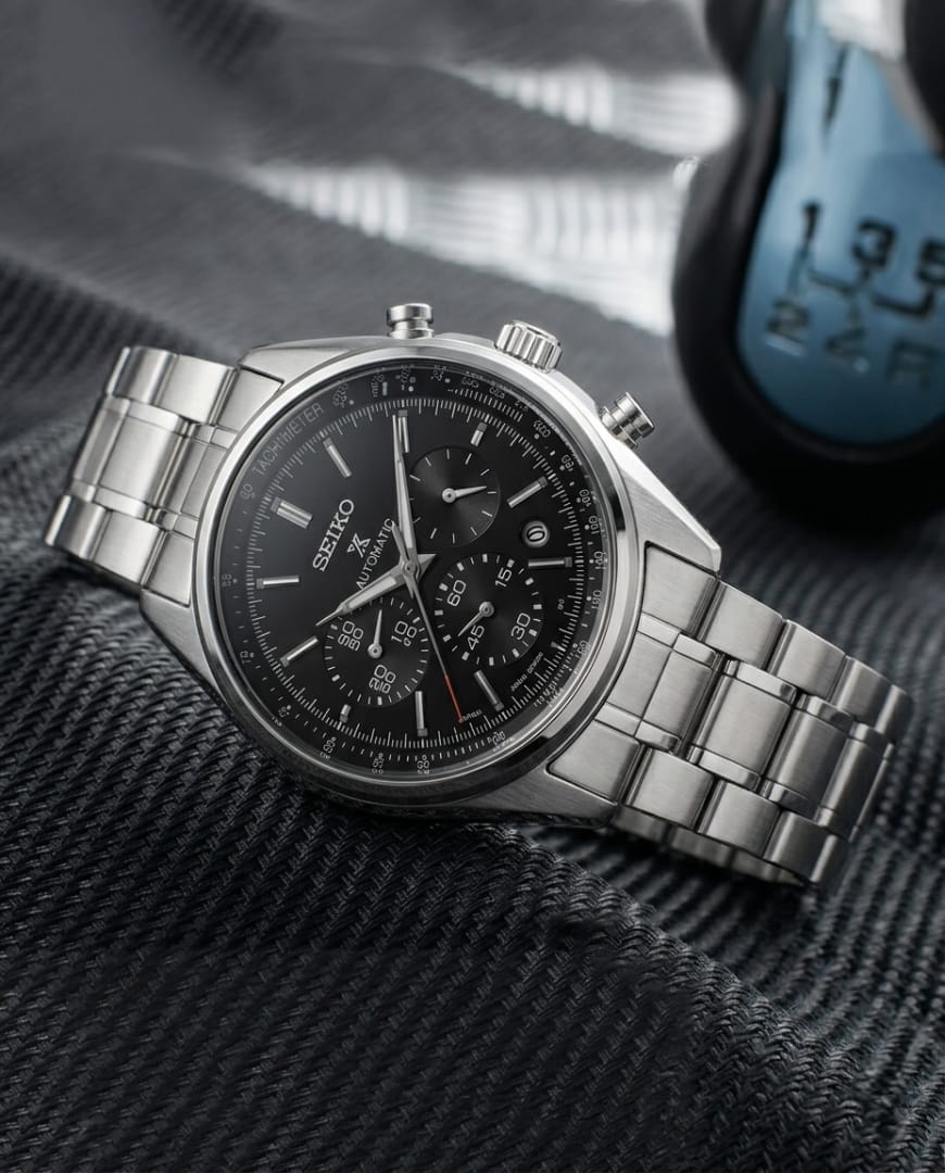 Seiko Full Black Dial Automatic Chronograph Watch