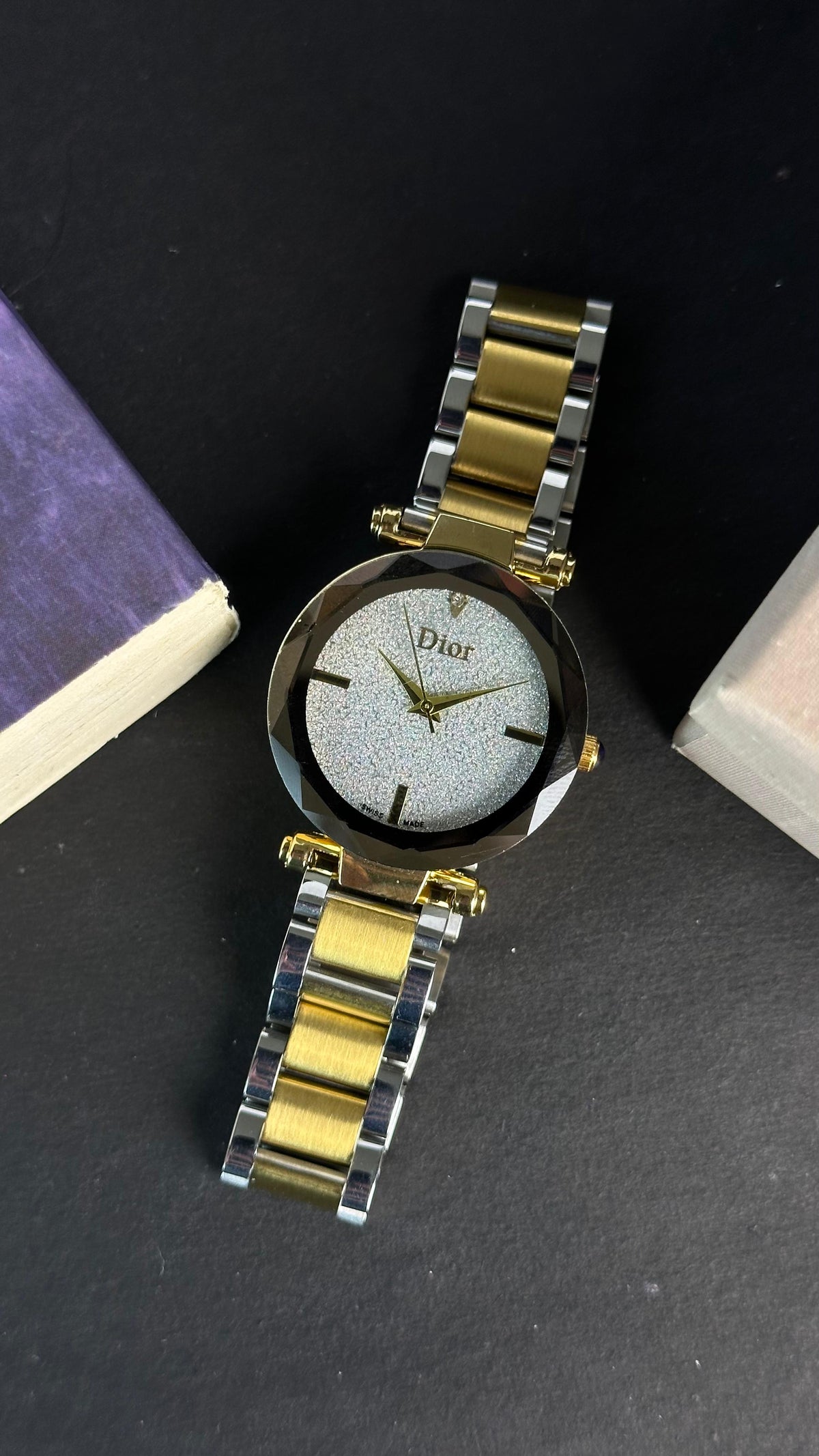 Dior White Glitter Dial Two-Tone Women's Watch