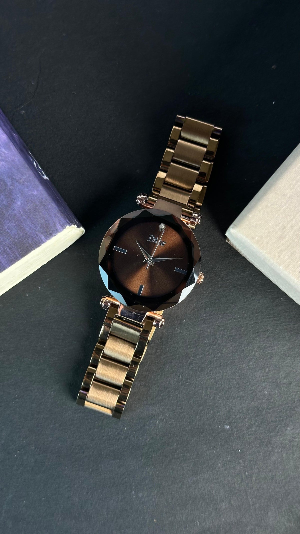 Women's Brown Dial Rose Gold Stainless Steel Watch