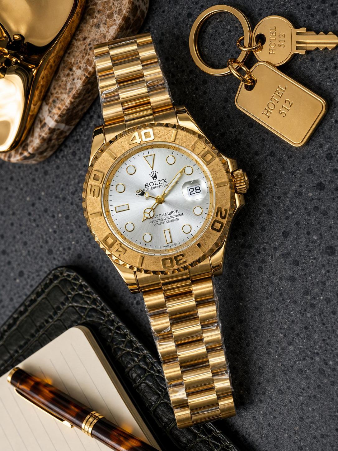 Rolex Silver Dial Gold Stainless Steel Yacht-Master Style Watch
