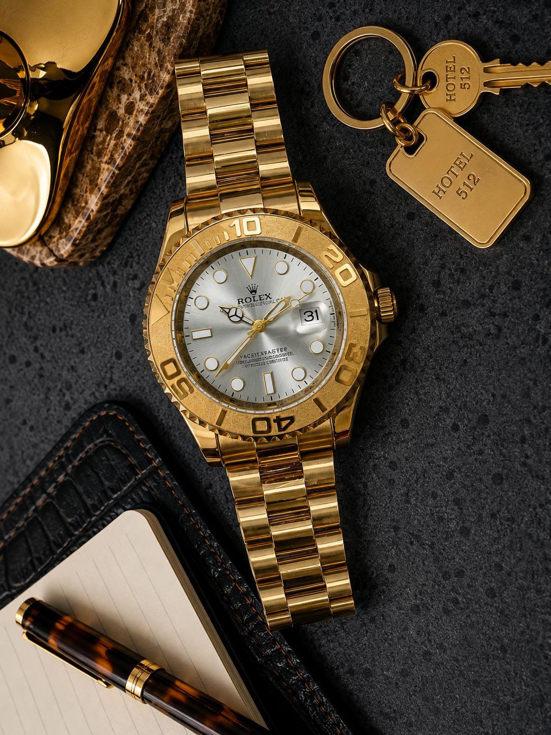 Rolex White Dial Gold Stainless Steel Yacht-Master Style Watch