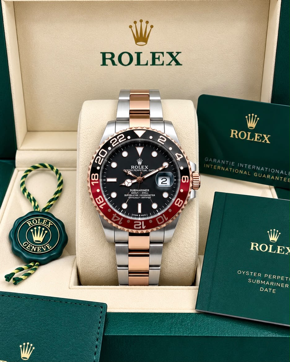 Rolex GMT-Master II Black Dial Red & Black Bezel Two-Tone Watch