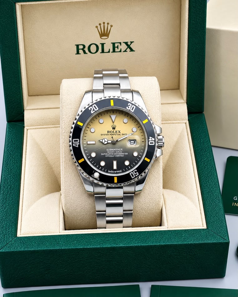 Rolex Submariner Yellow Dial Yellow & Black Bezel Silver Watch