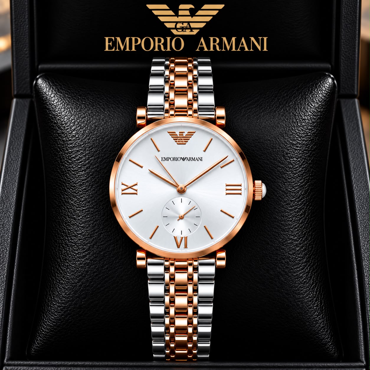 Emporio Armani Women’s White Dial Two-Tone Chronograph-Style Watch