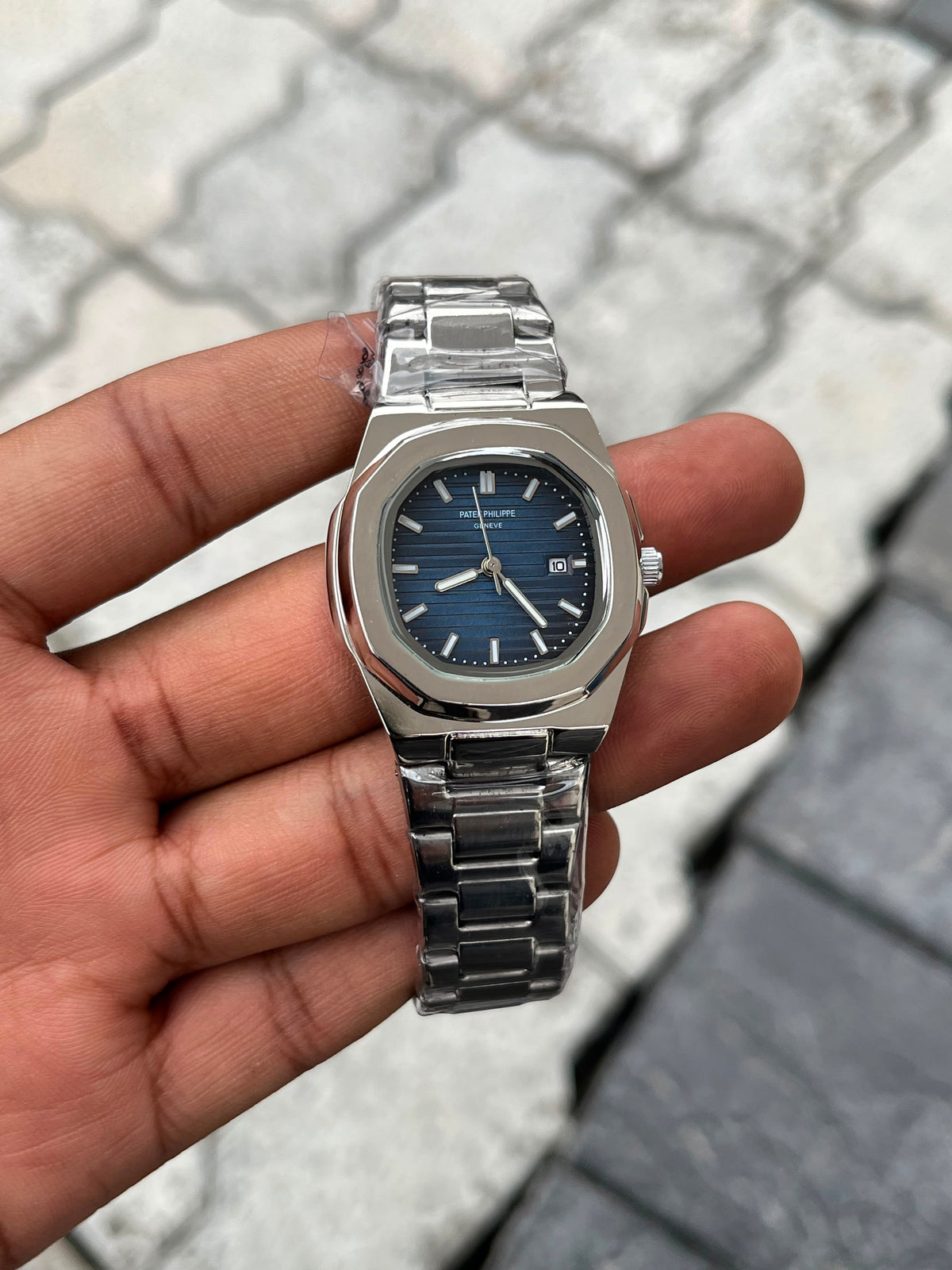 Patek Philippe Blue Dial Silver Stainless Steel Women’s Nautilus Watch