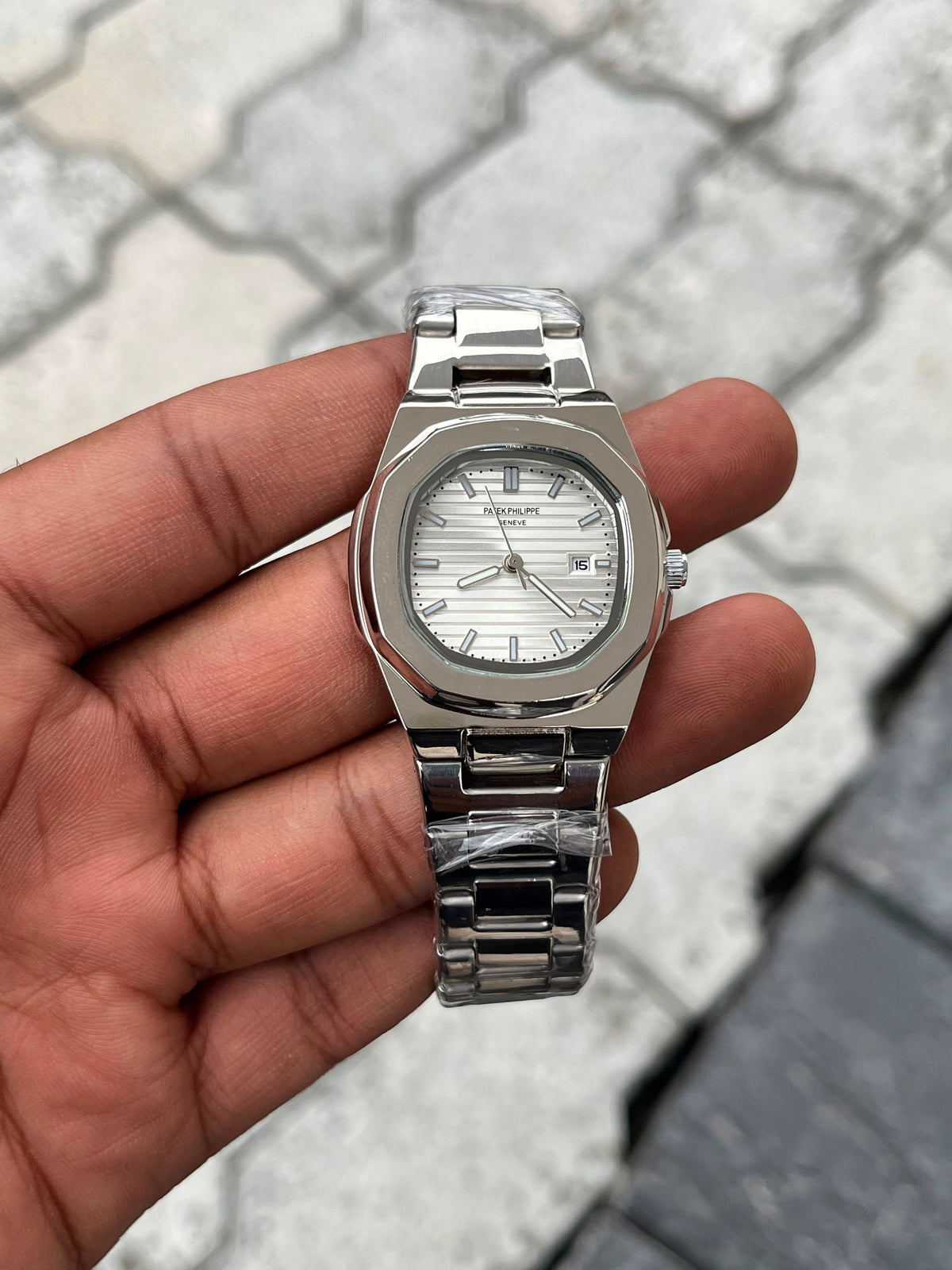 Patek Philippe White Dial Silver Stainless Steel Women’s Nautilus Watch