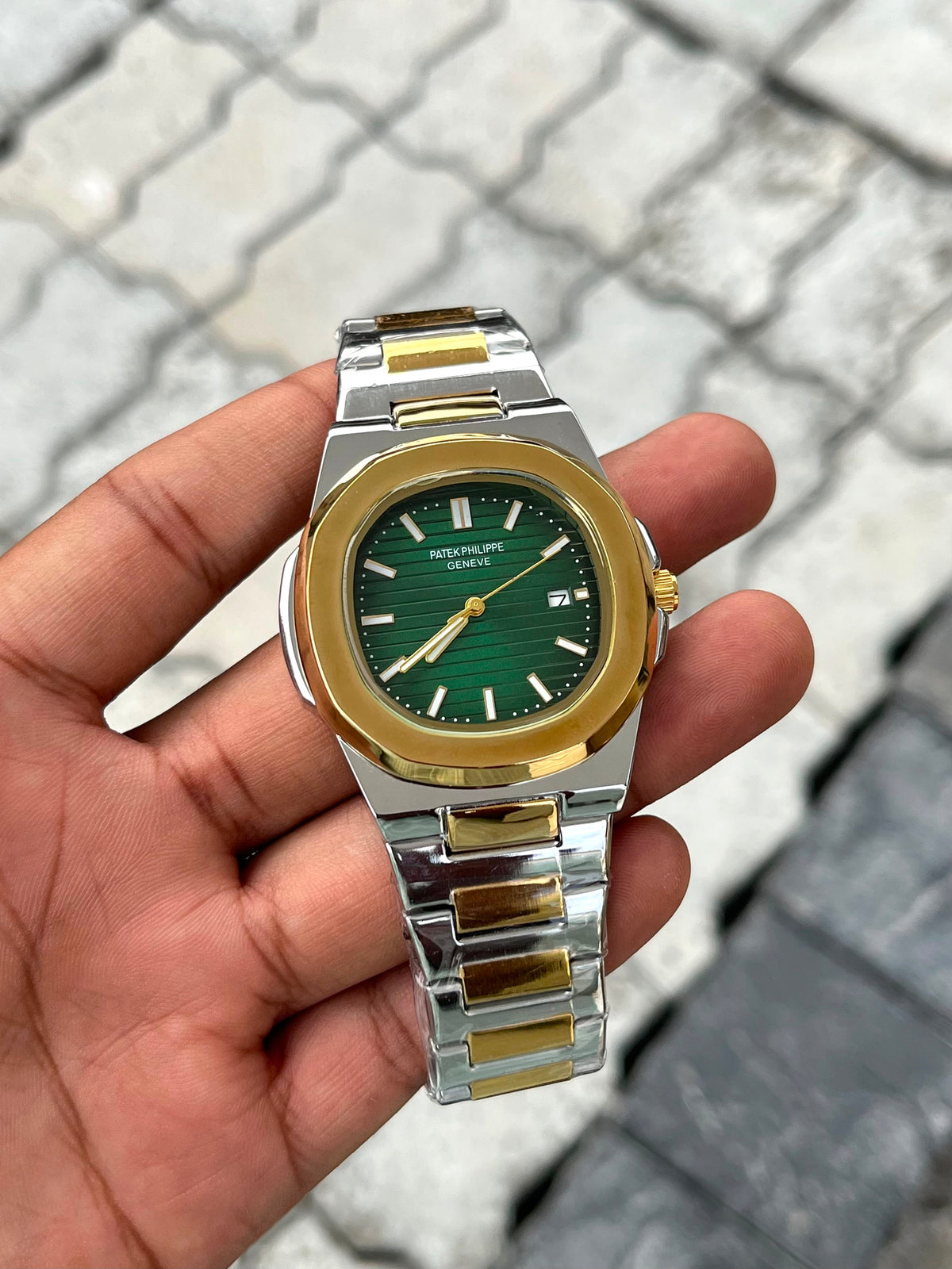 Patek Philippe Green Dial Two-Tone Gold Stainless Steel Nautilus Watch