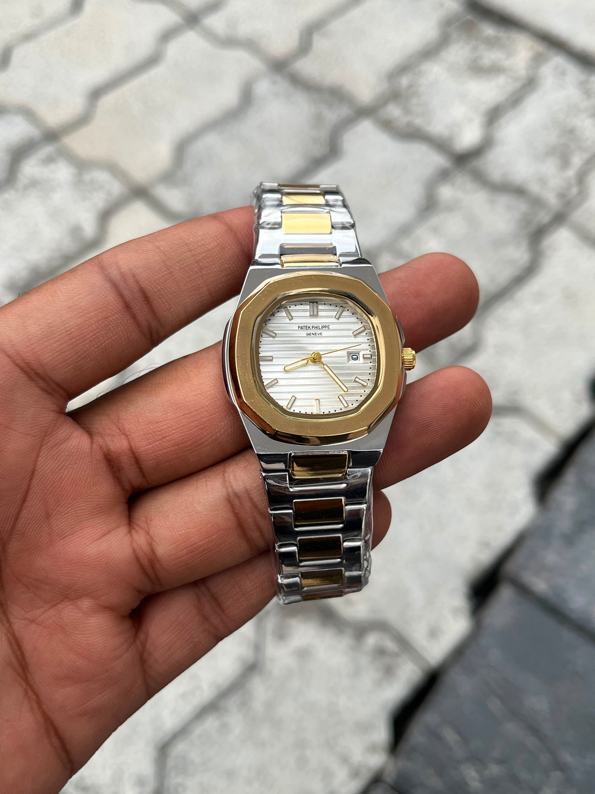 Patek Philippe White Dial Two-Tone Gold Stainless Steel Women’s Nautilus Watch