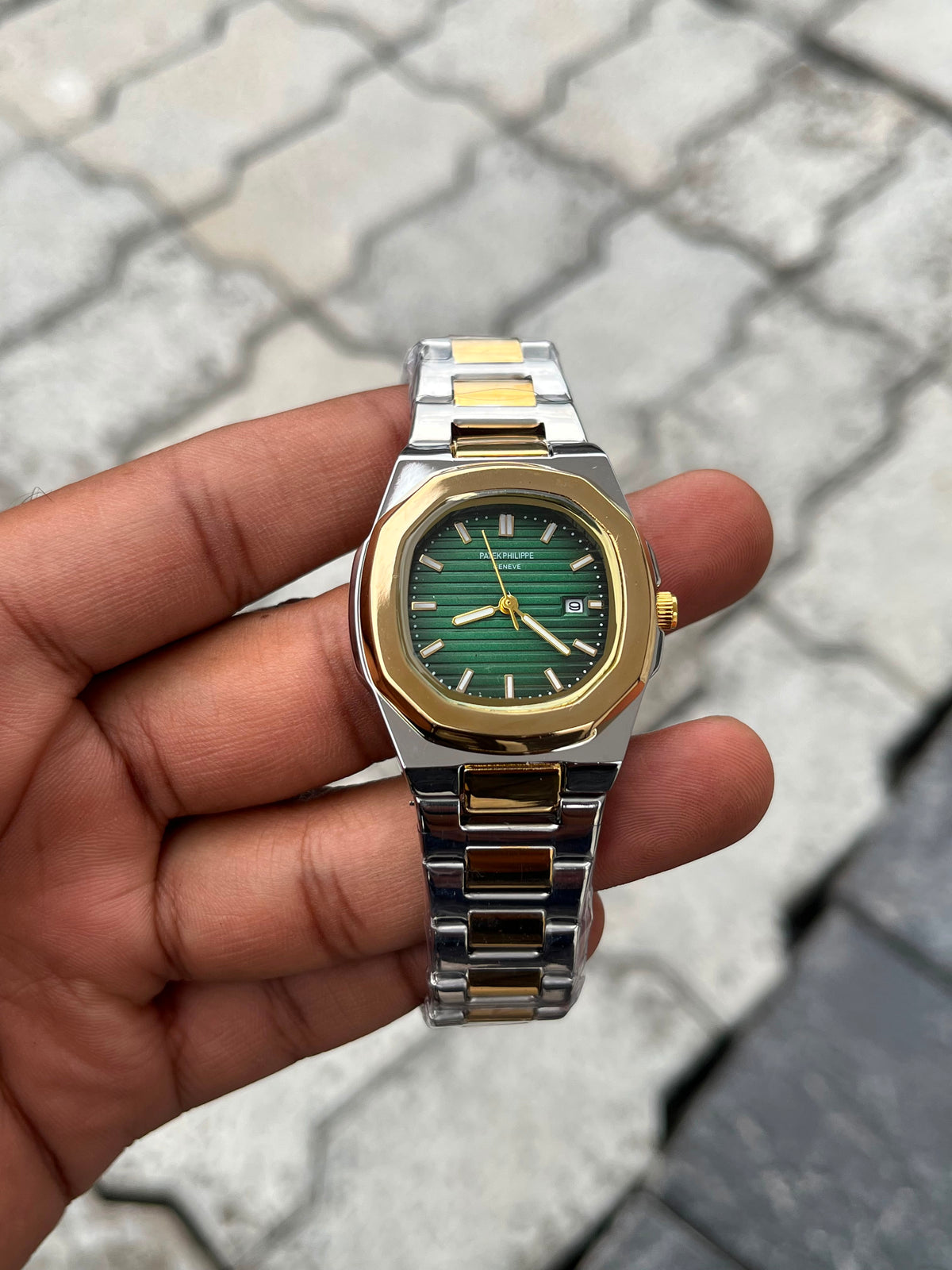 Patek Philippe Green Dial Two-Tone Gold Stainless Steel Women’s Nautilus Watch
