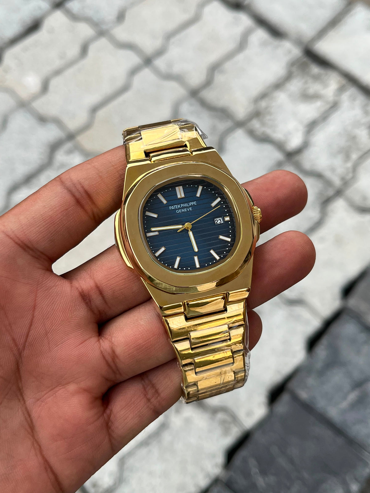 Patek Philippe Blue Dial Gold Stainless Steel Nautilus Watch
